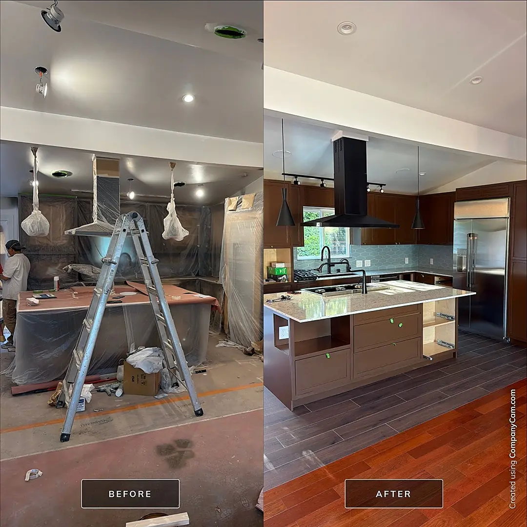 Kitchen cabinets and counters detailed and dust-free after post-construction cleaning by TuClean