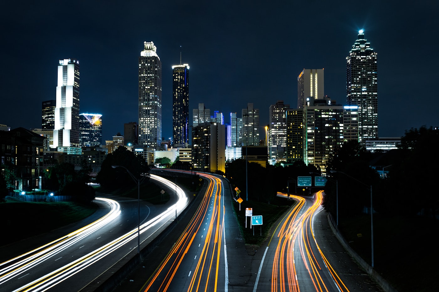 A city skyline at dusk representing opportunity and growth