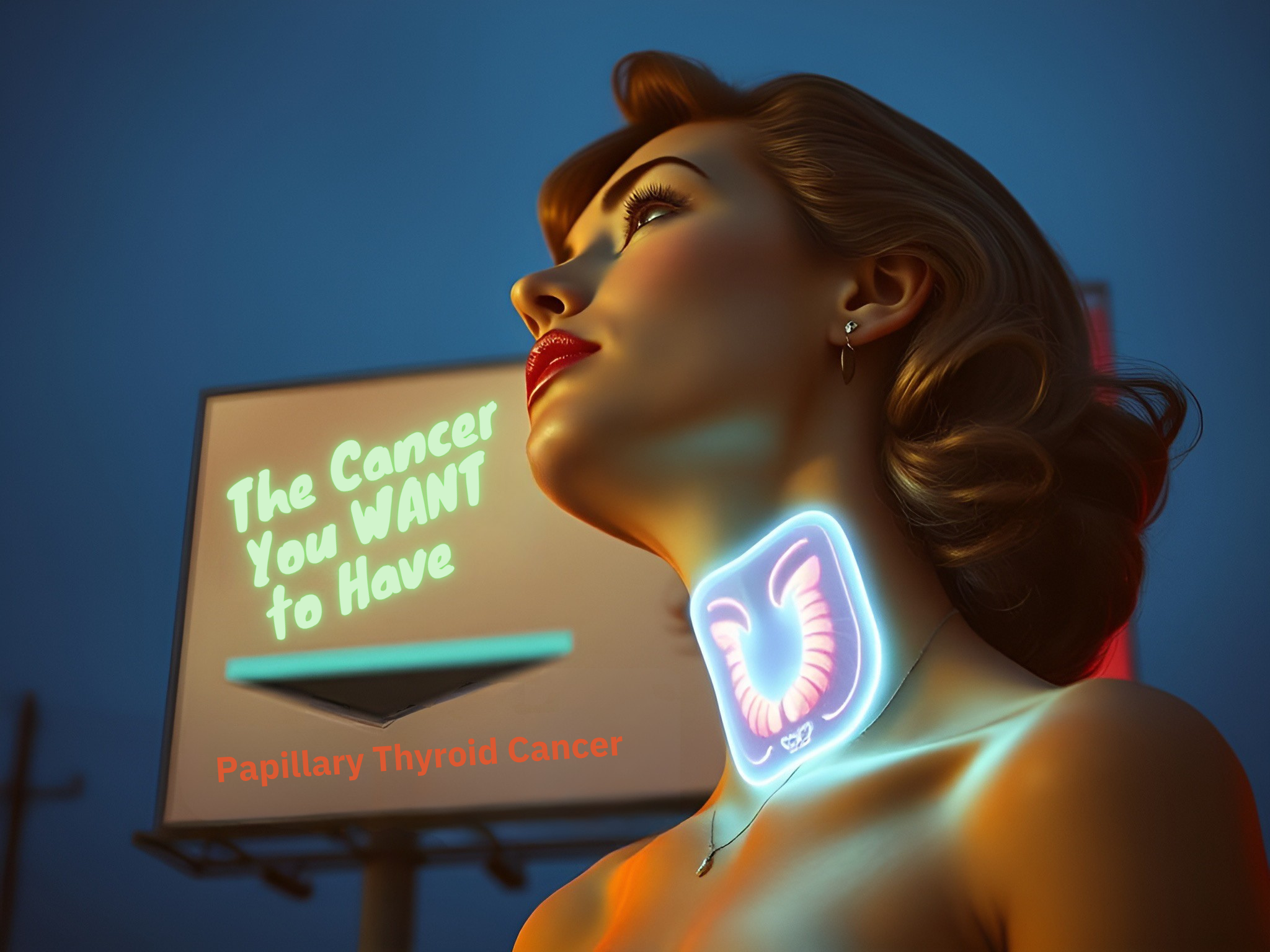 PTC Billboard of a woman with glowing neck reads "The Cancer Your Want To Have" PTC Billboard of a woman with glowing neck reads "The Cancer Your Want To Have"