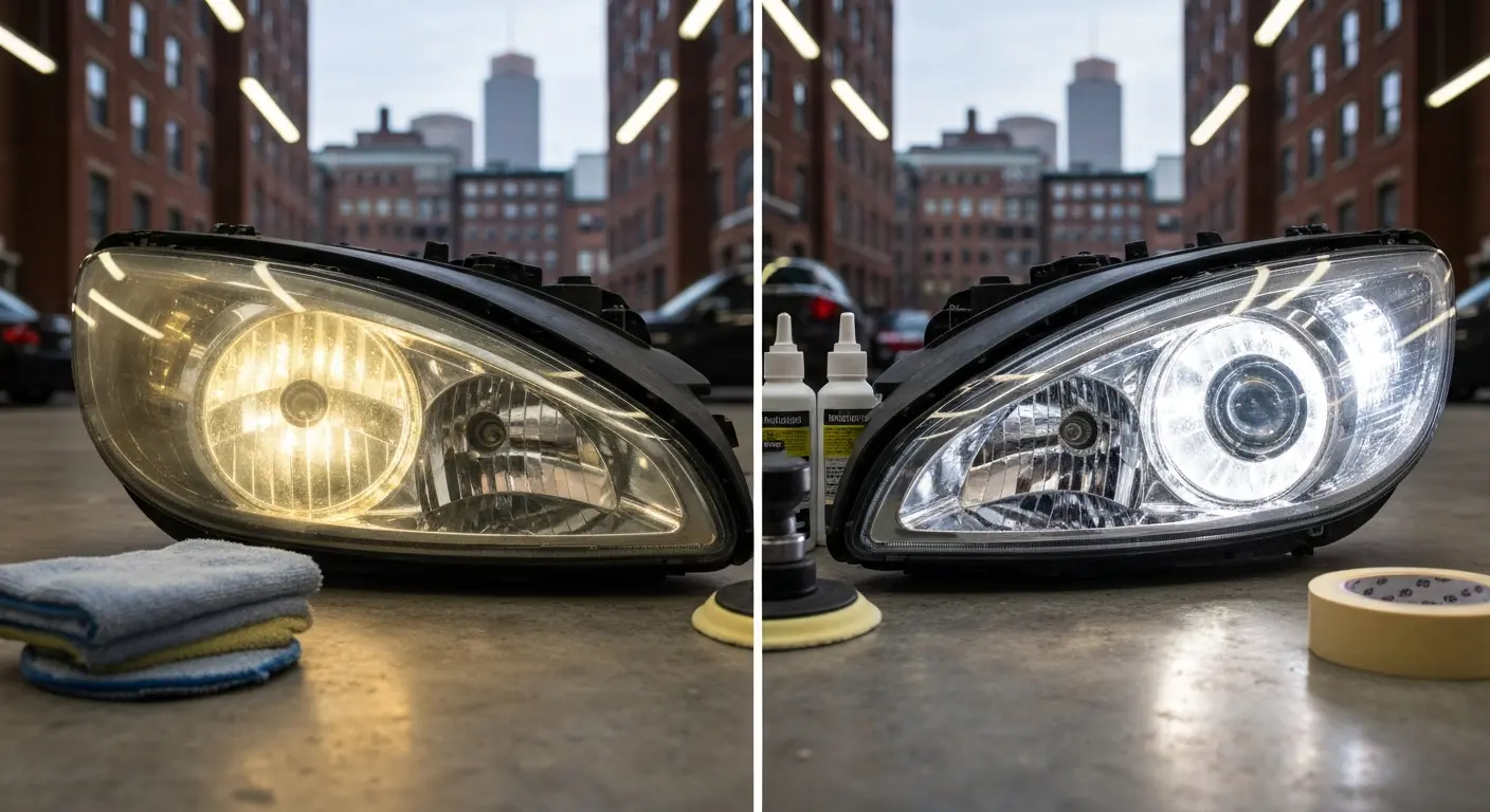 Headlight restoration service