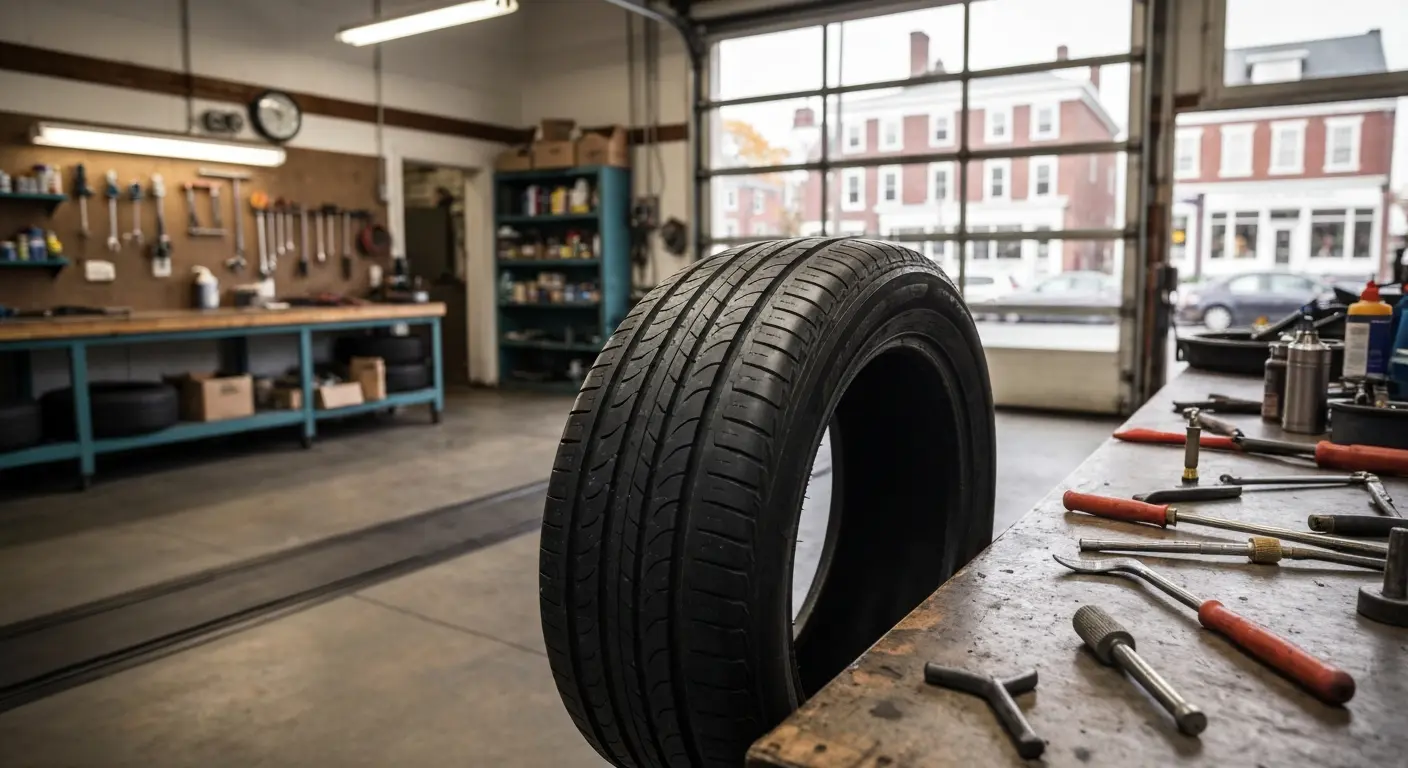 Tire repair service at local auto shop