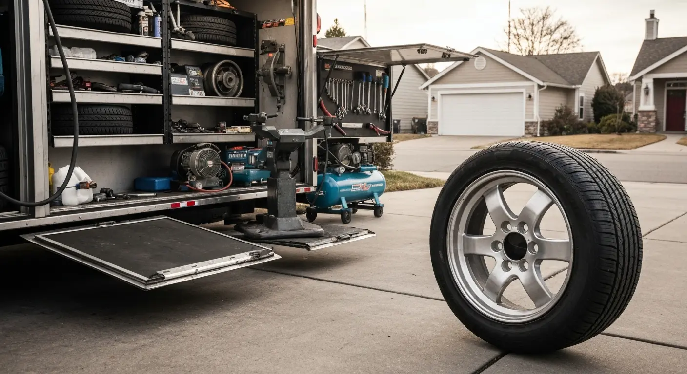 Mobile tire service vehicle