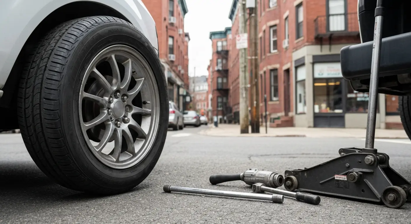 Roadside tire replacement service