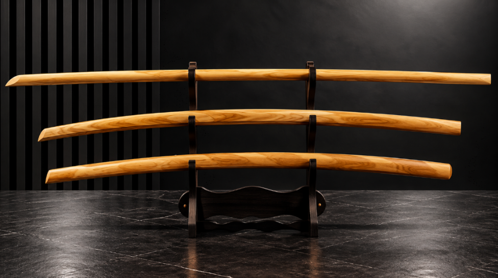 Handcrafted Bokken Set with Display Stand