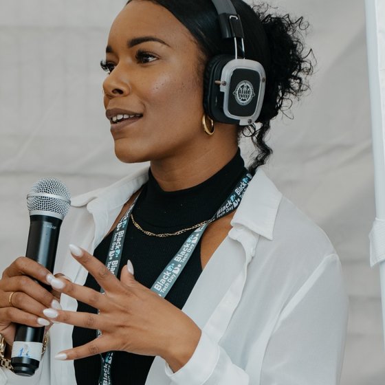 Chloe Jessamy speaking on a panel