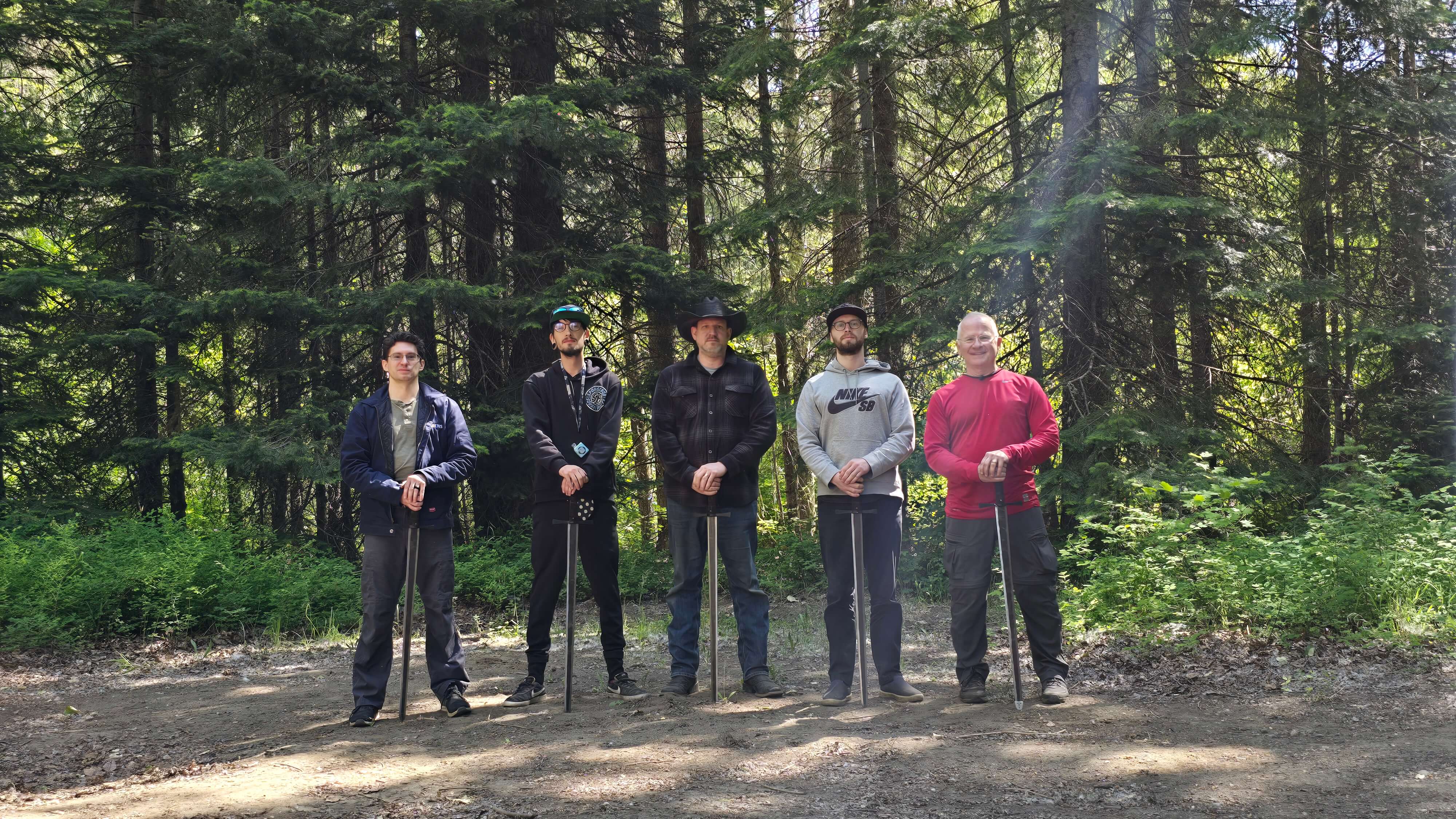Victory training group in the forest