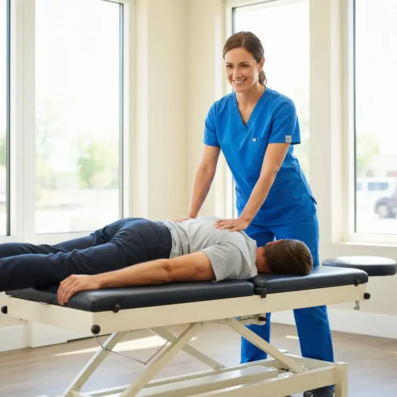 Chiropractor treating a patient at Flex & Flow, Northwood