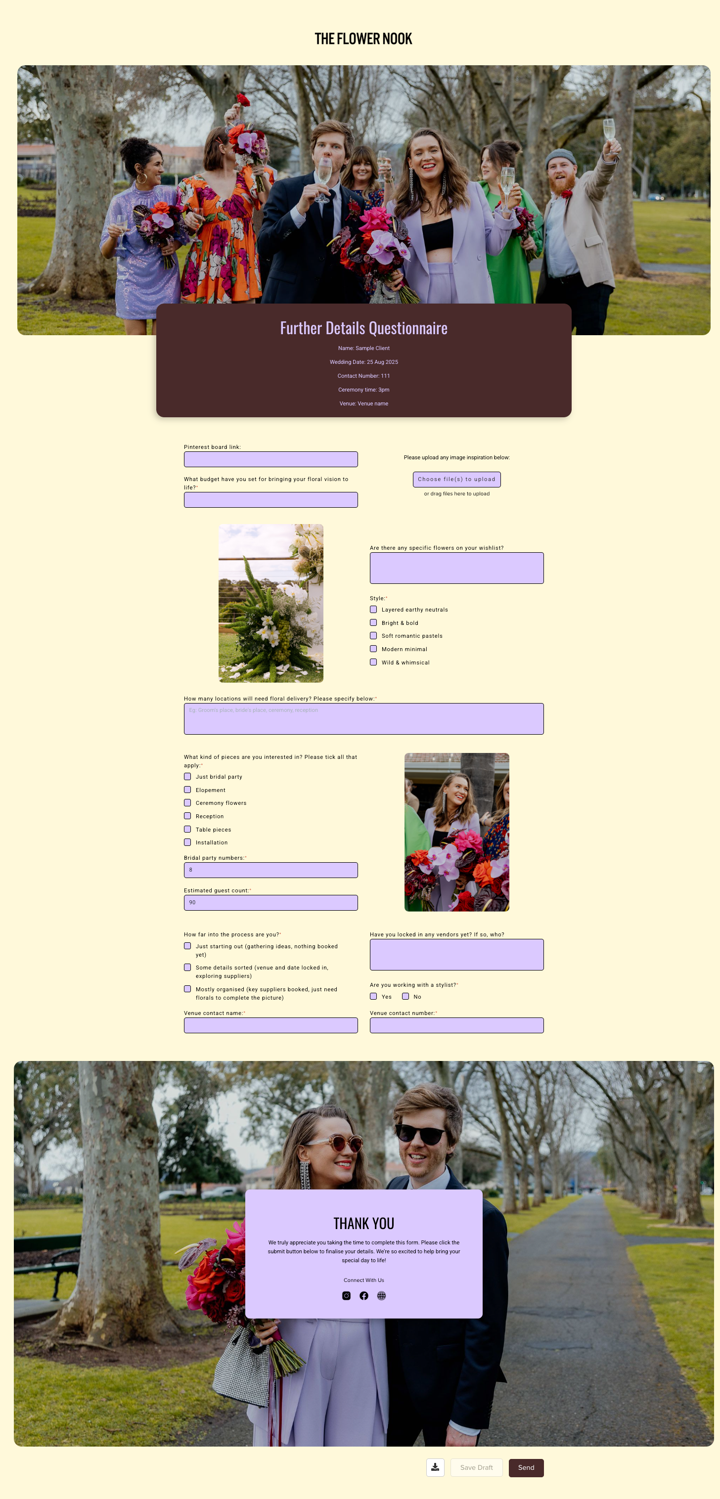 A custom designed Dubsado questionnaire
