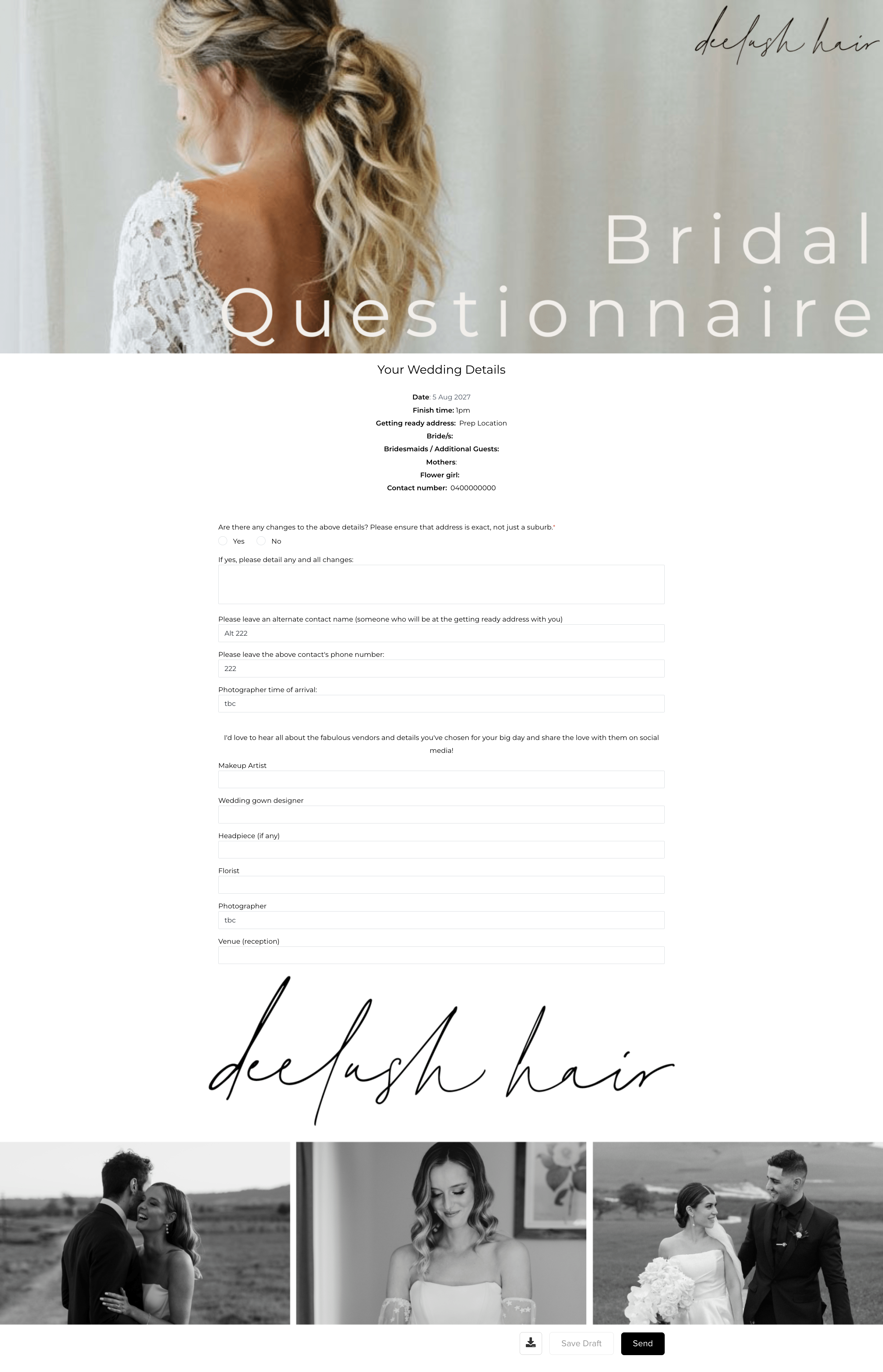 A default Dubsado form before being designed