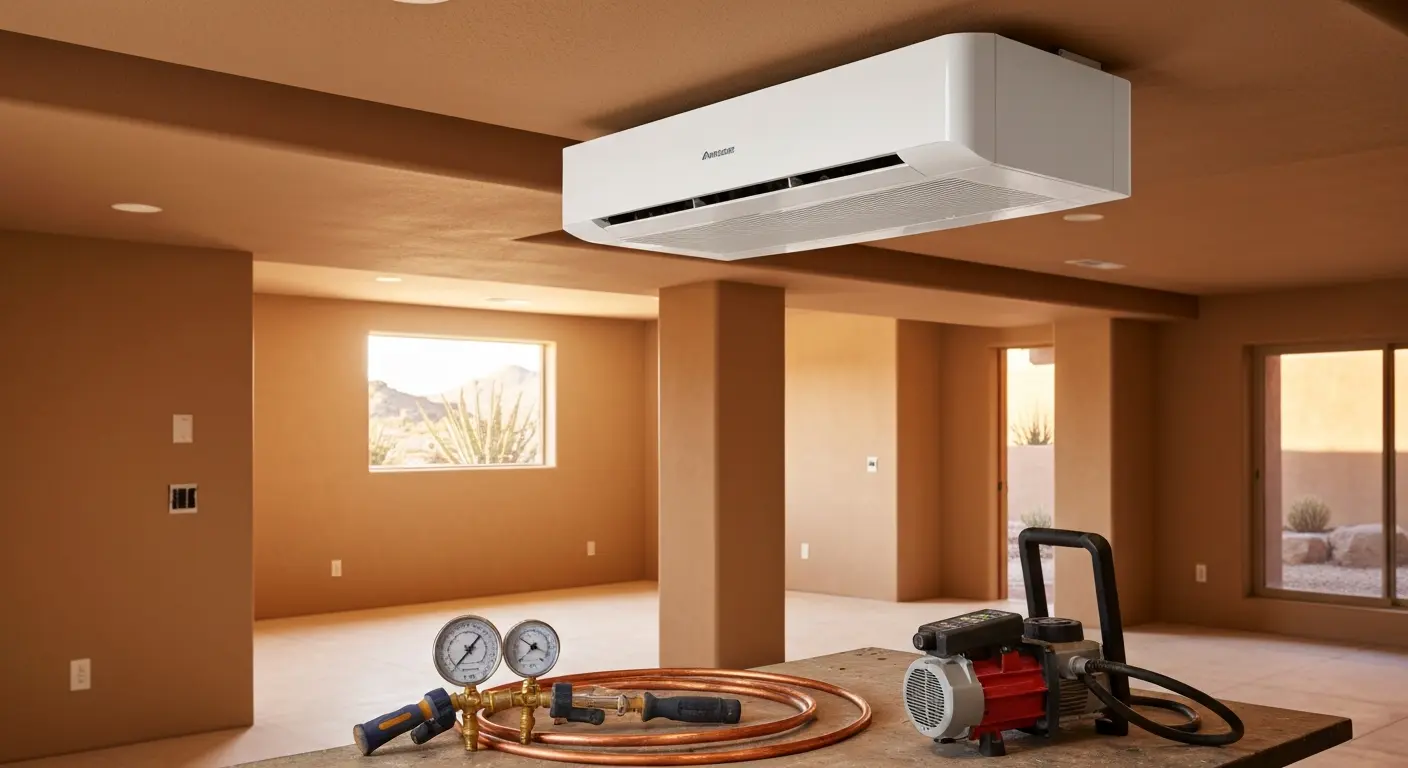 Mini-split ductless AC installation for home addition