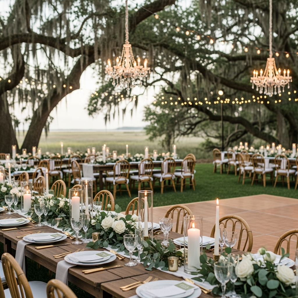 Elegant wedding reception venue setup in North Florida