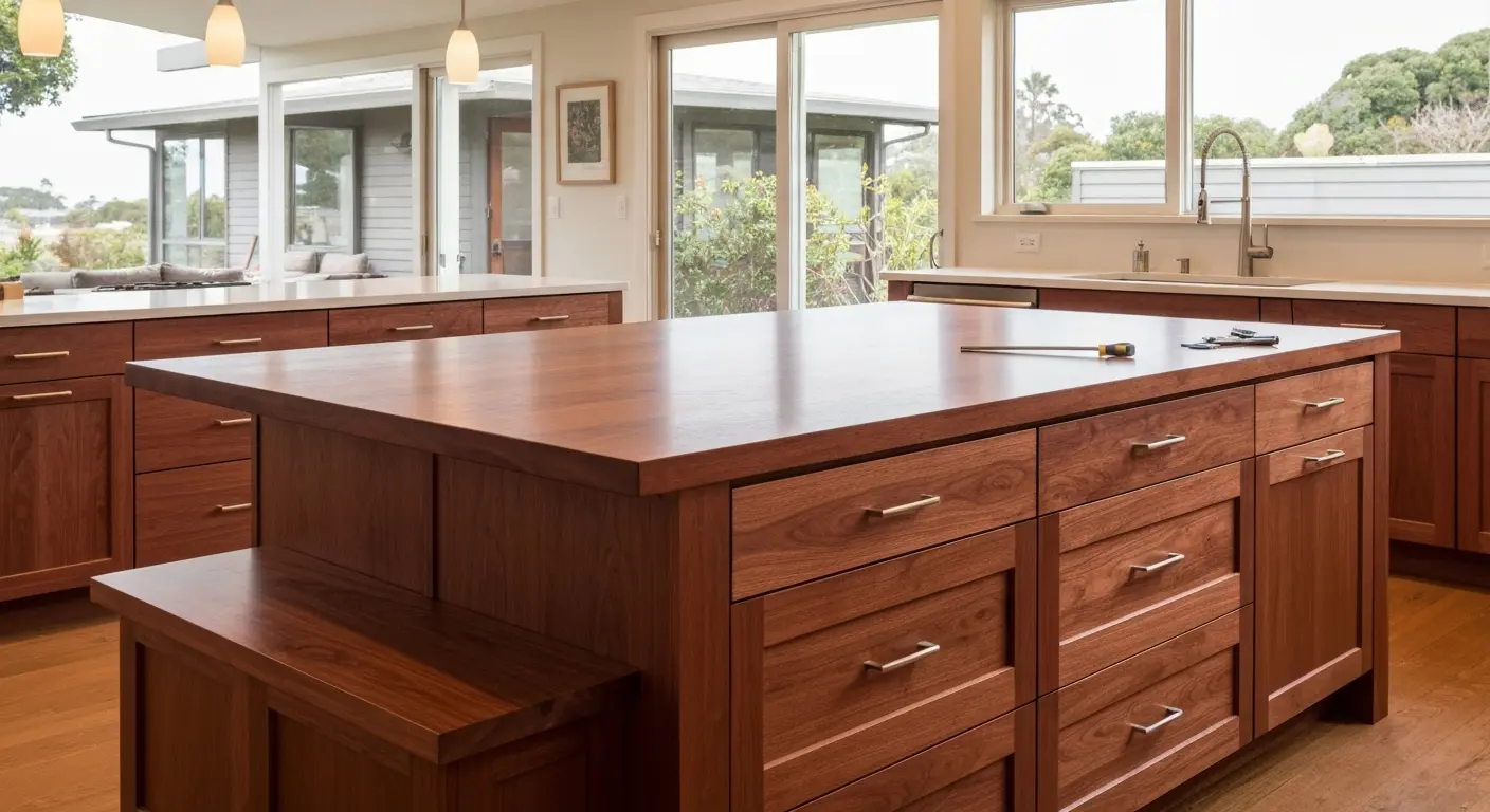 Custom kitchen island cabinetry in Redwood City