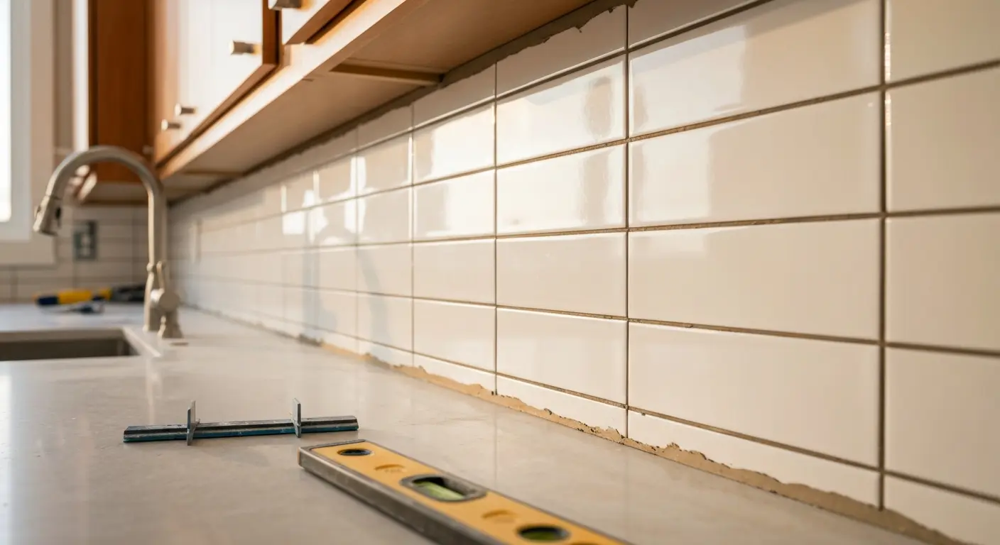 Tile backsplash installation