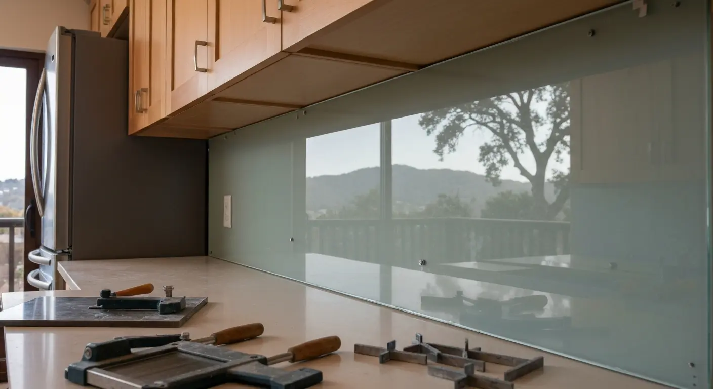 Glass backsplash installation