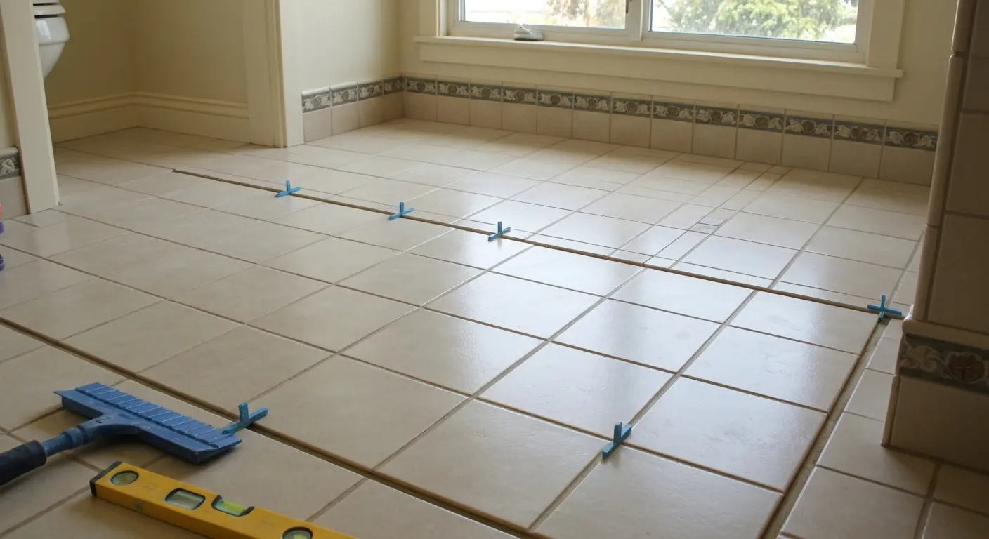 Tile bathroom floor installation