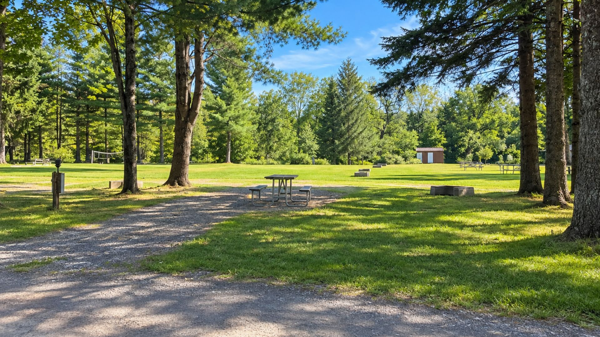50 amp pull-through RV campsite at West Canada Creek Campground in Poland, New York