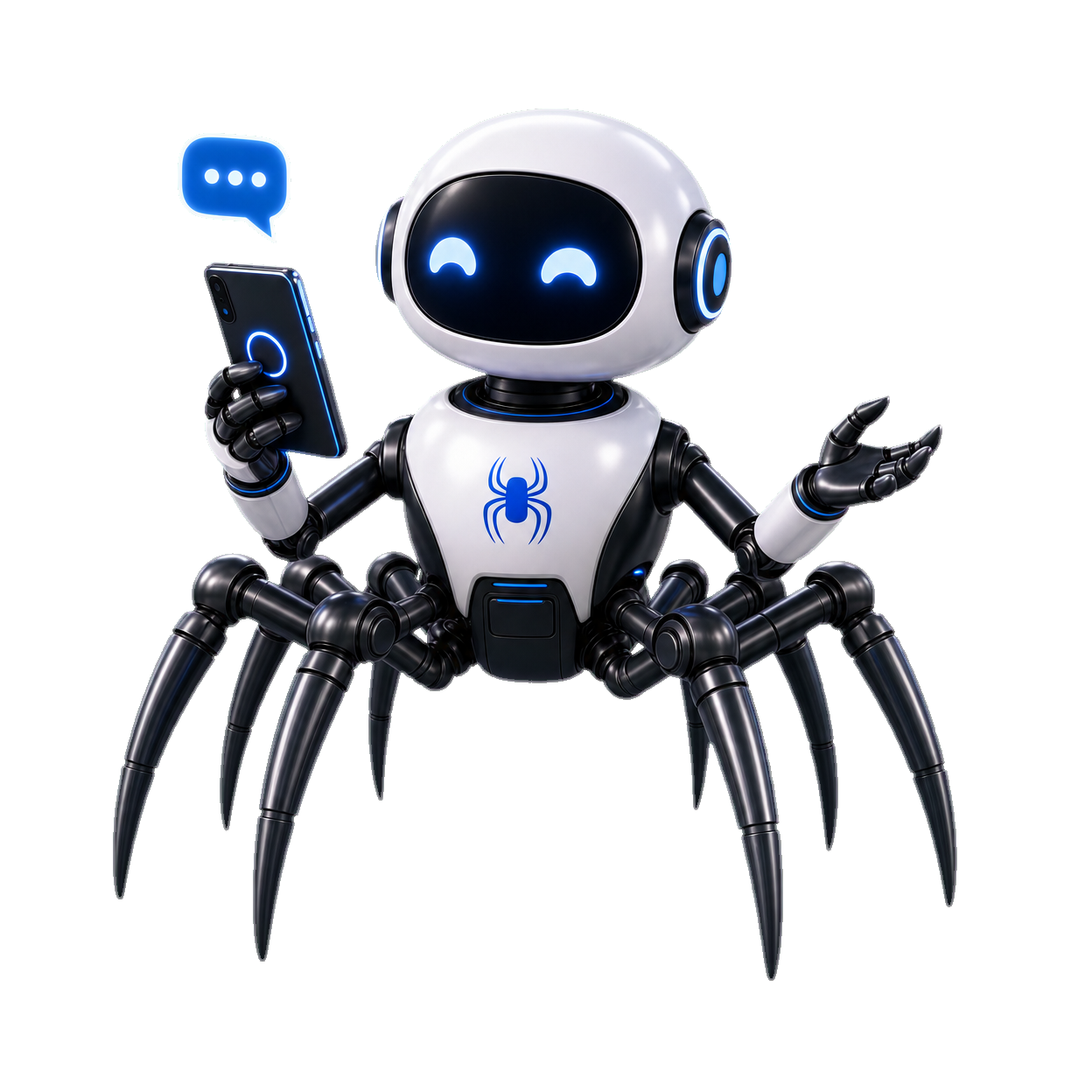 Amos SpyderBot - AI Conversation Starters feature character