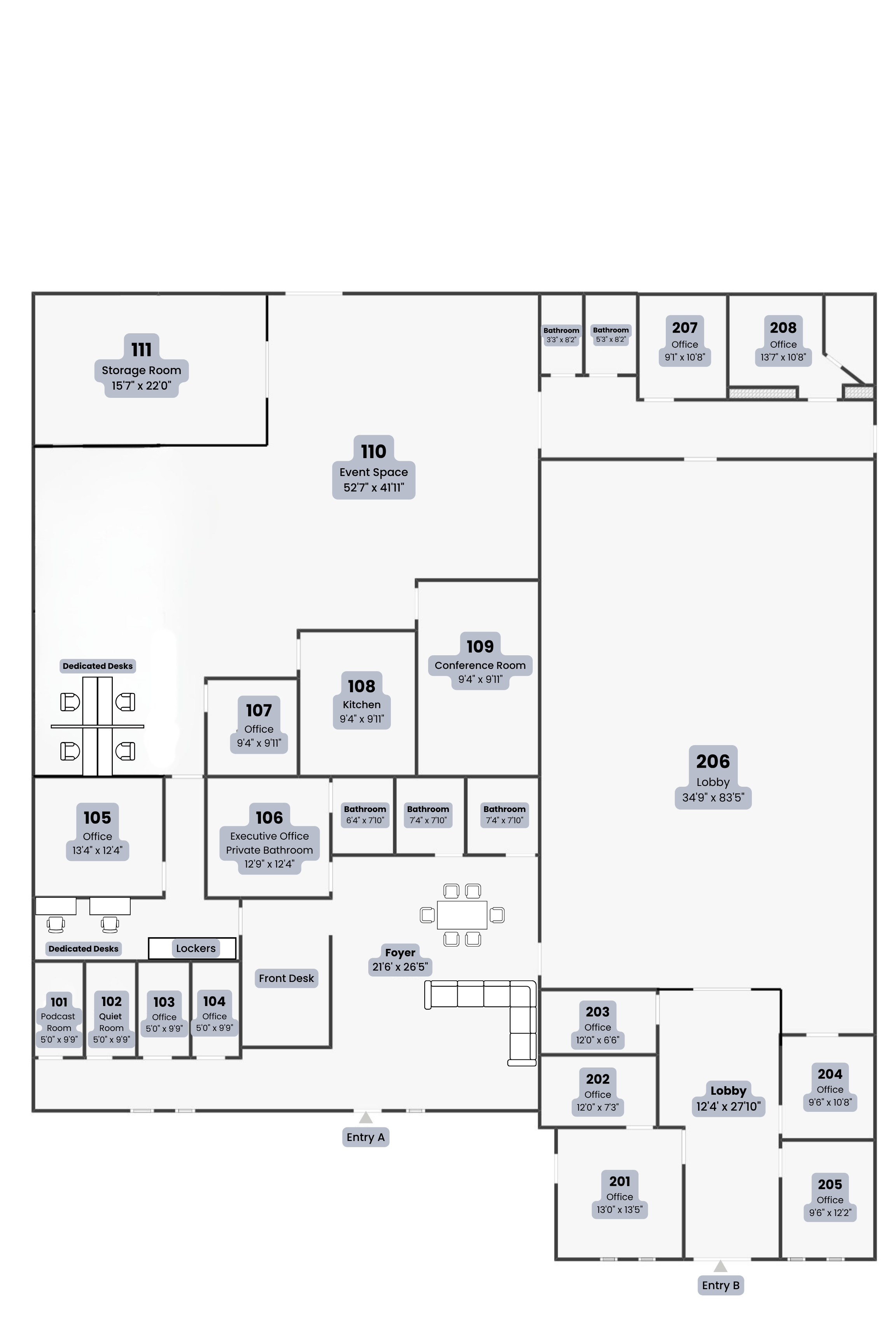 All American Coworking Floor Plan Directory