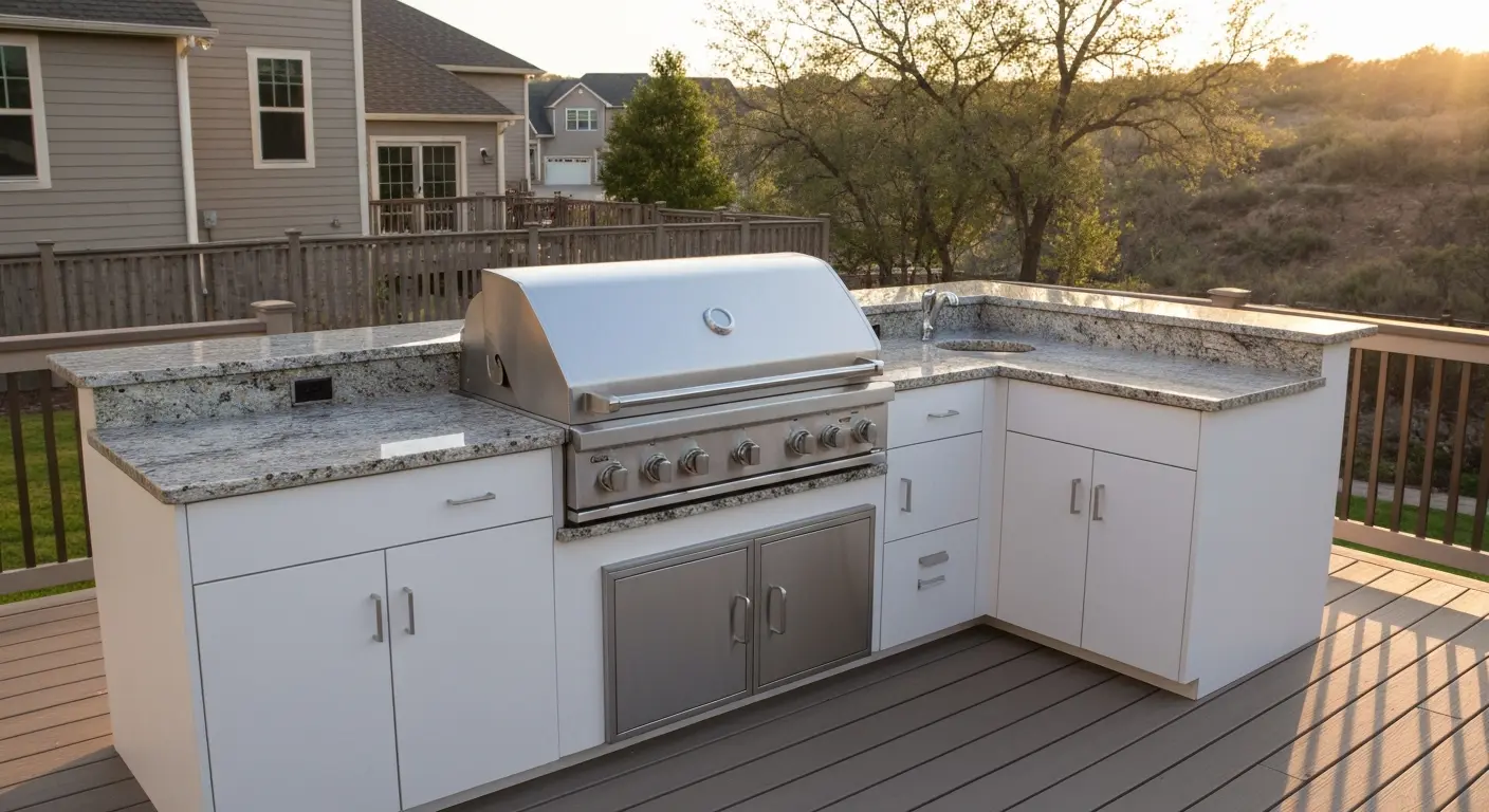 Outdoor kitchen on deck