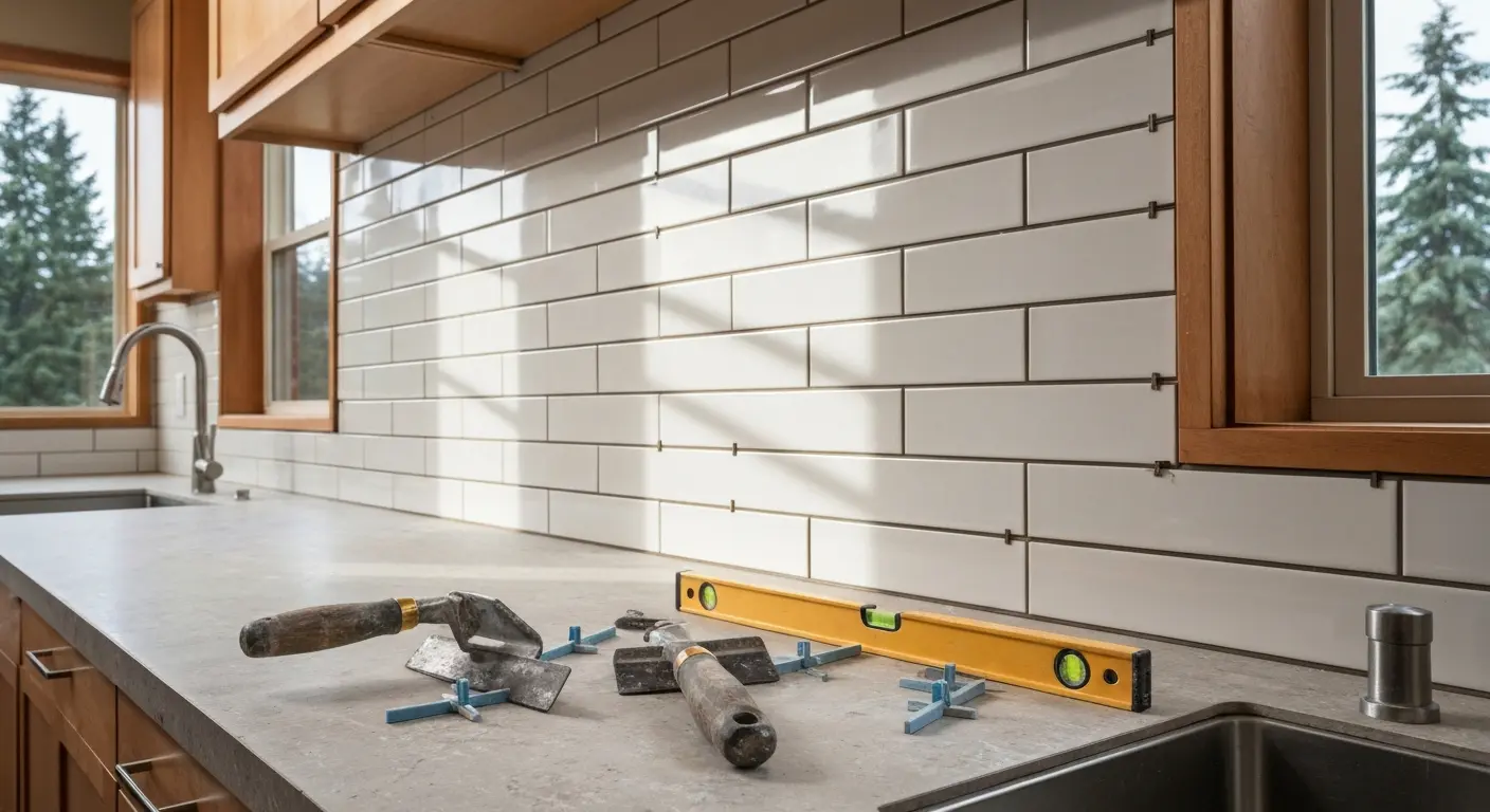 Tile backsplash installation