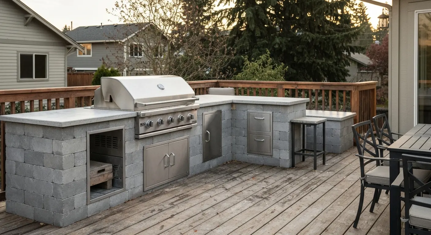 Outdoor kitchen on deck