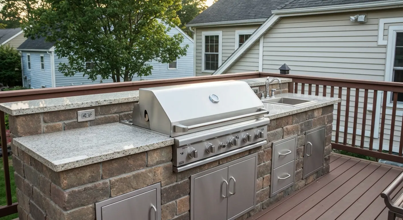 Outdoor kitchen with built-in grill
