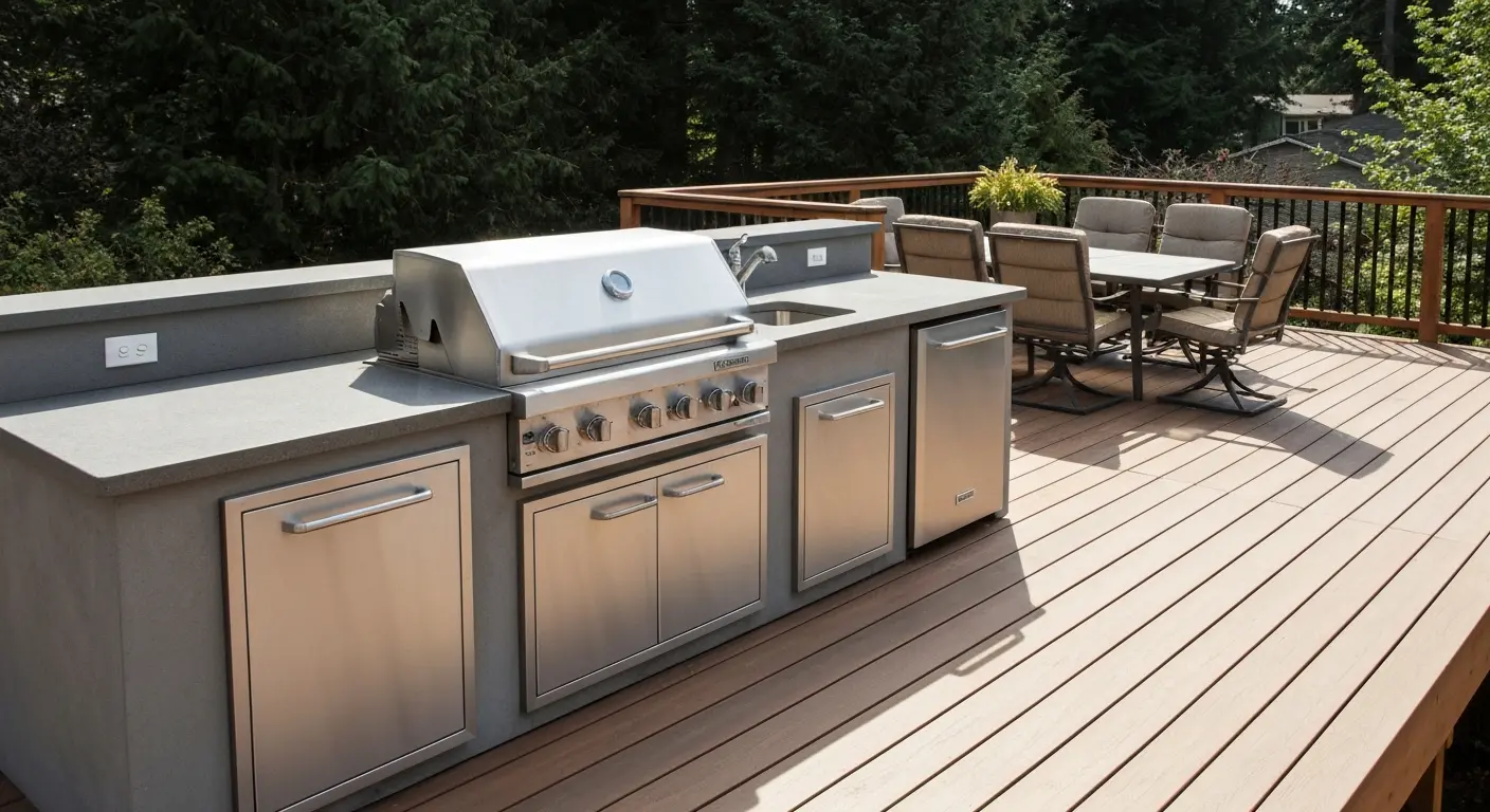 Outdoor kitchen on deck