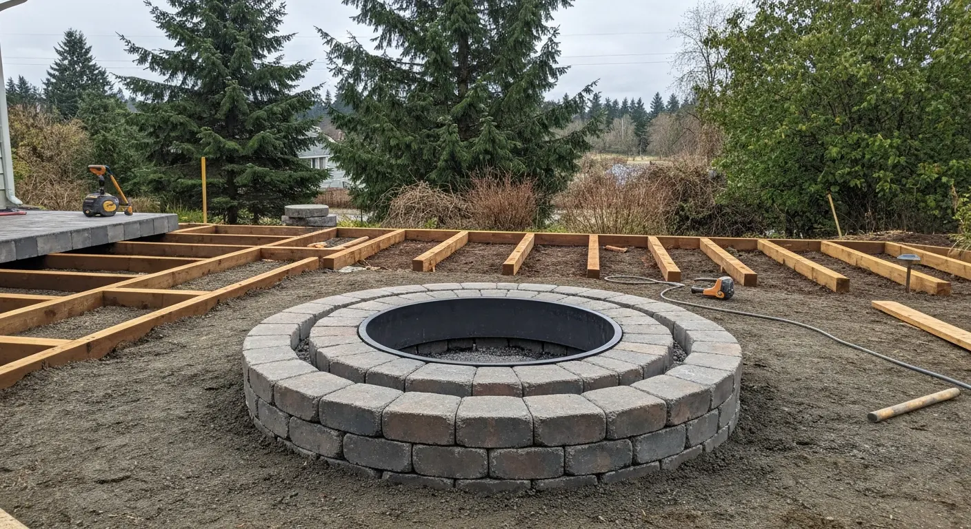 Outdoor living space with fire pit