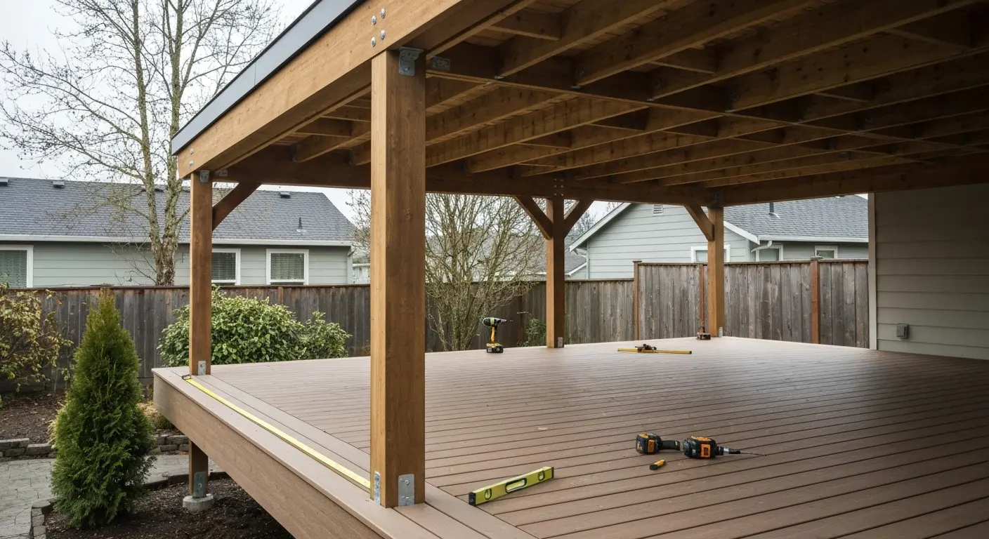 Covered deck installation in Damascus Oregon