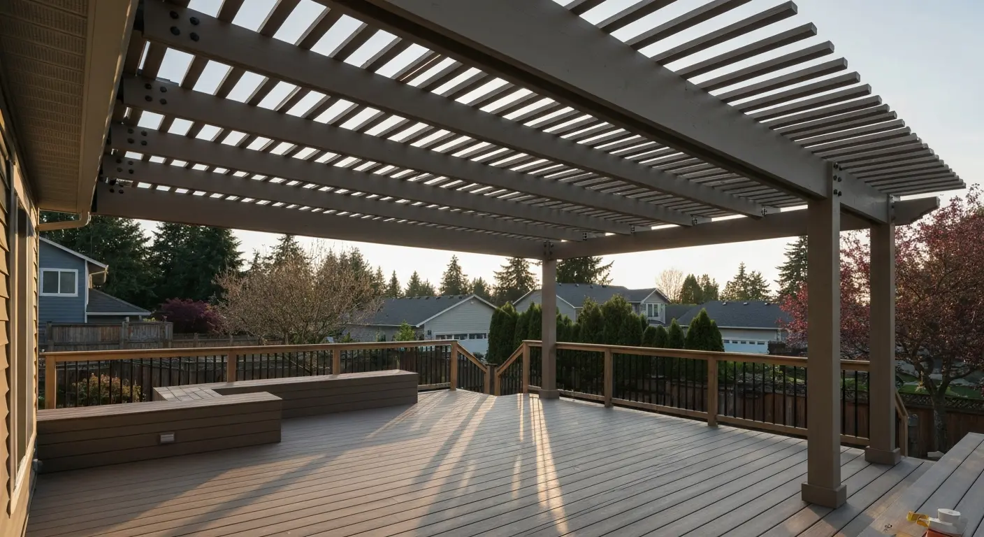 Covered deck with pergola