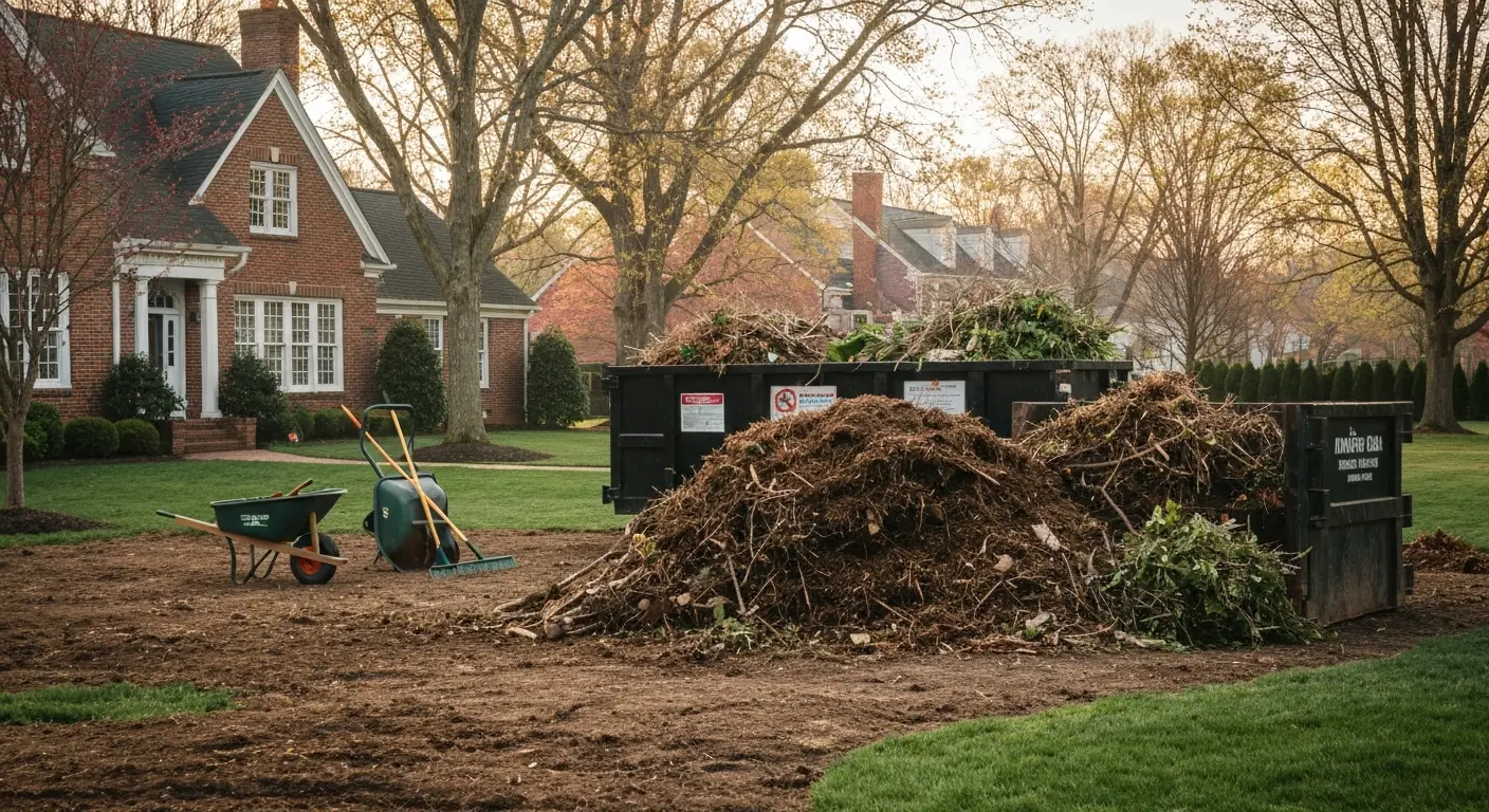 Yard cleanup and landscaping debris