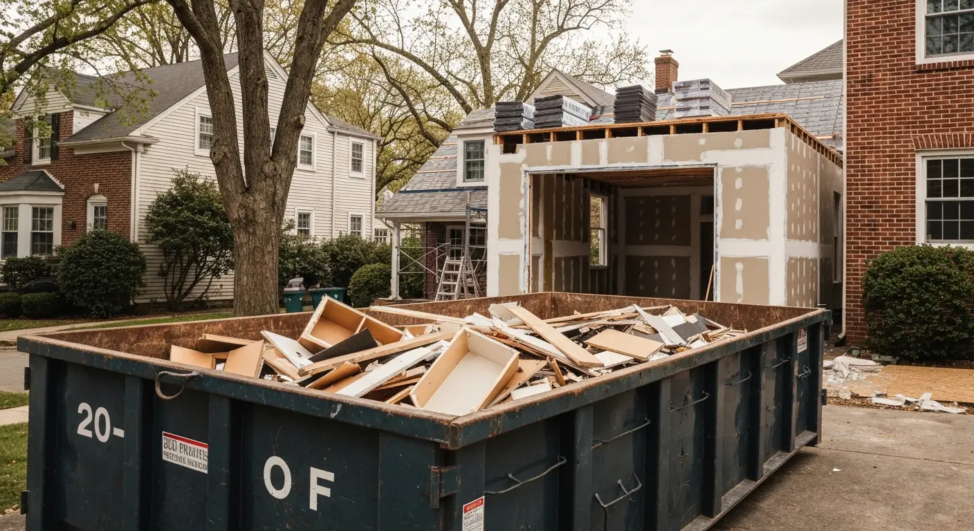 Medium dumpster for kitchen remodel