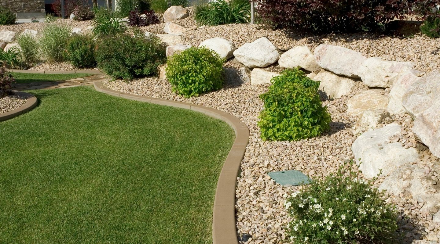 Landscaped Phoenix front yard with fresh lawn and desert plantings by Landscaping Express
