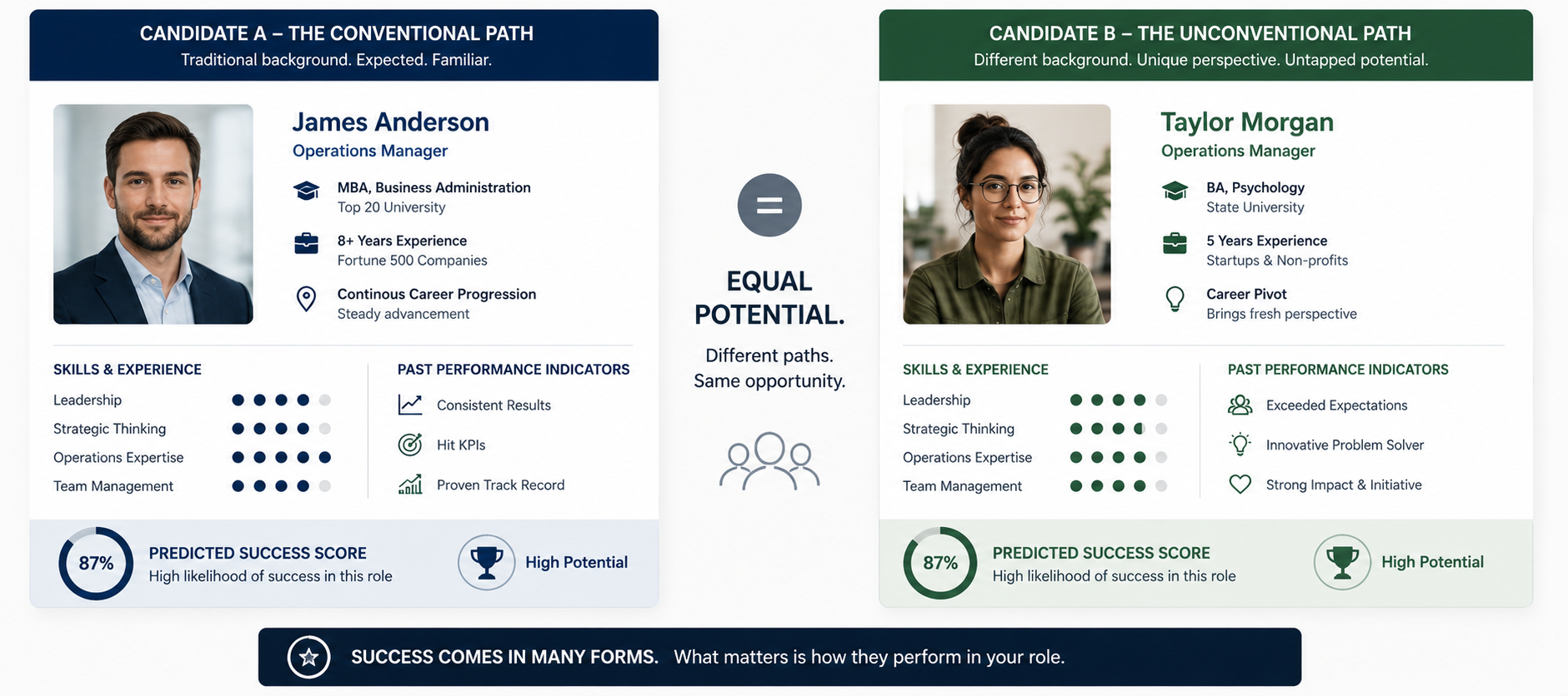 Candidate resume on desk highlighting the gap between presentation and performance