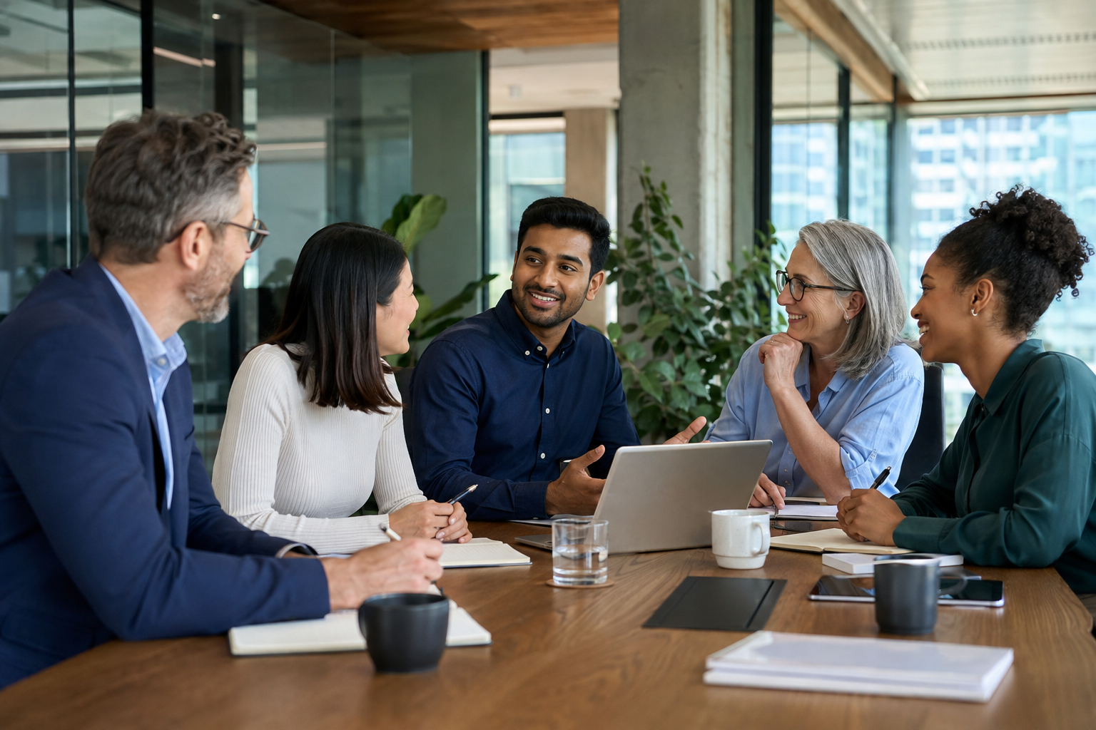 New employee collaborating with colleagues after a successful hiring decision