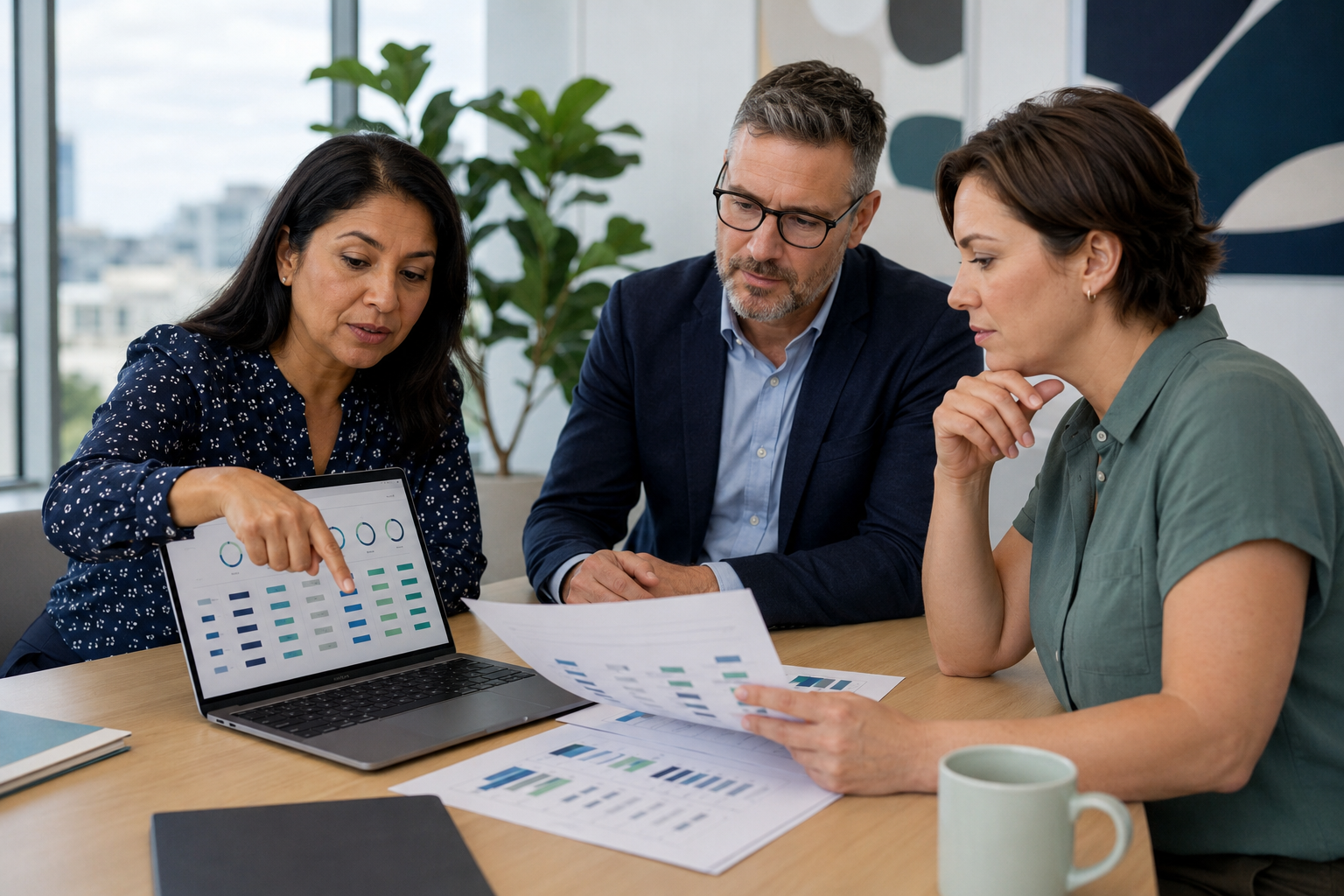 Hiring team reviewing predictive candidate assessment data to make an informed recruitment decision