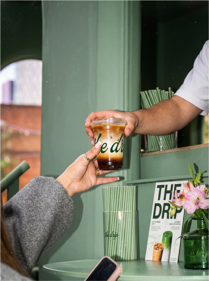 Caramel cold brew with ice and cream