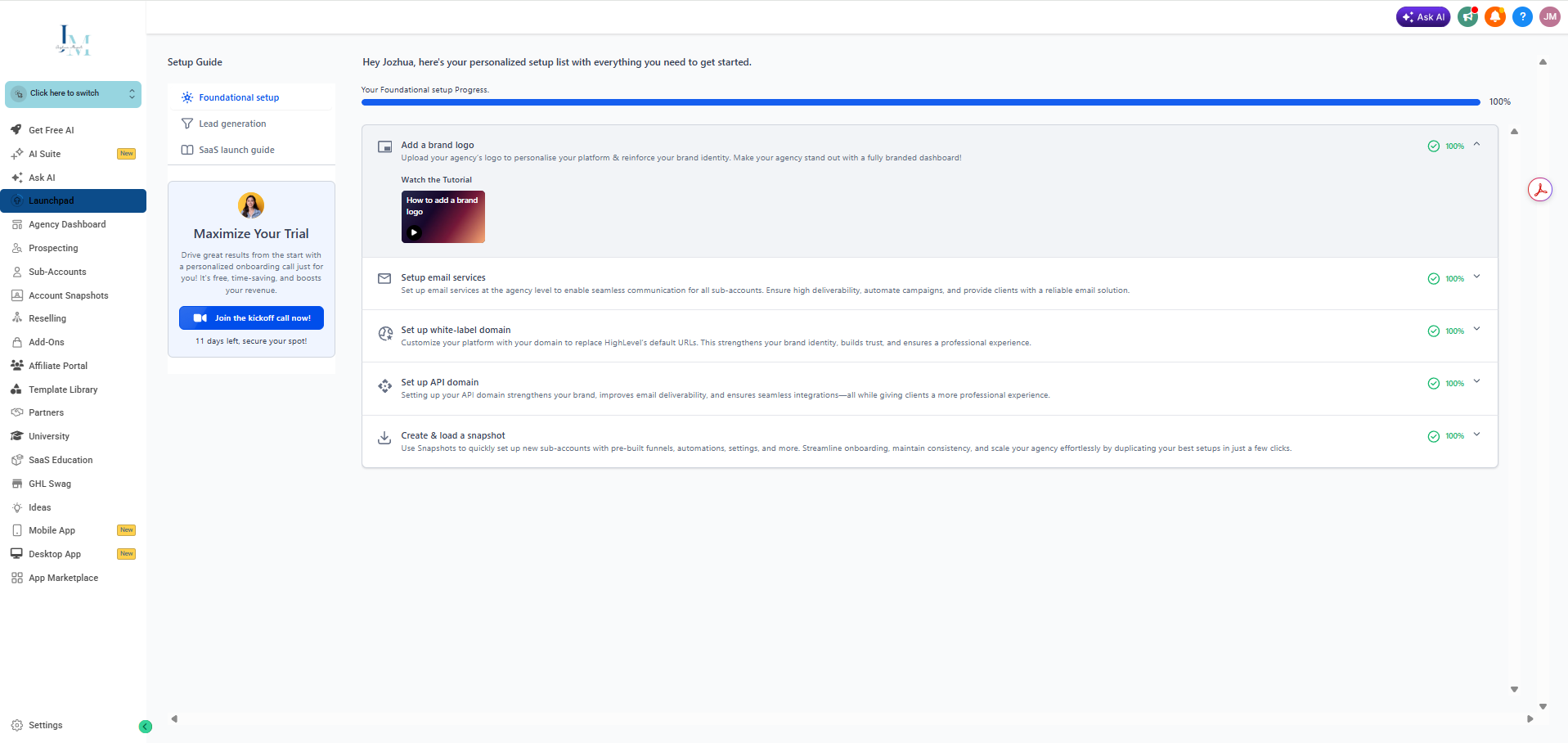 Agency Foundational Setup