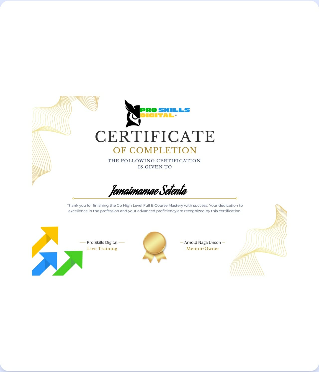GoHighLevel certificate