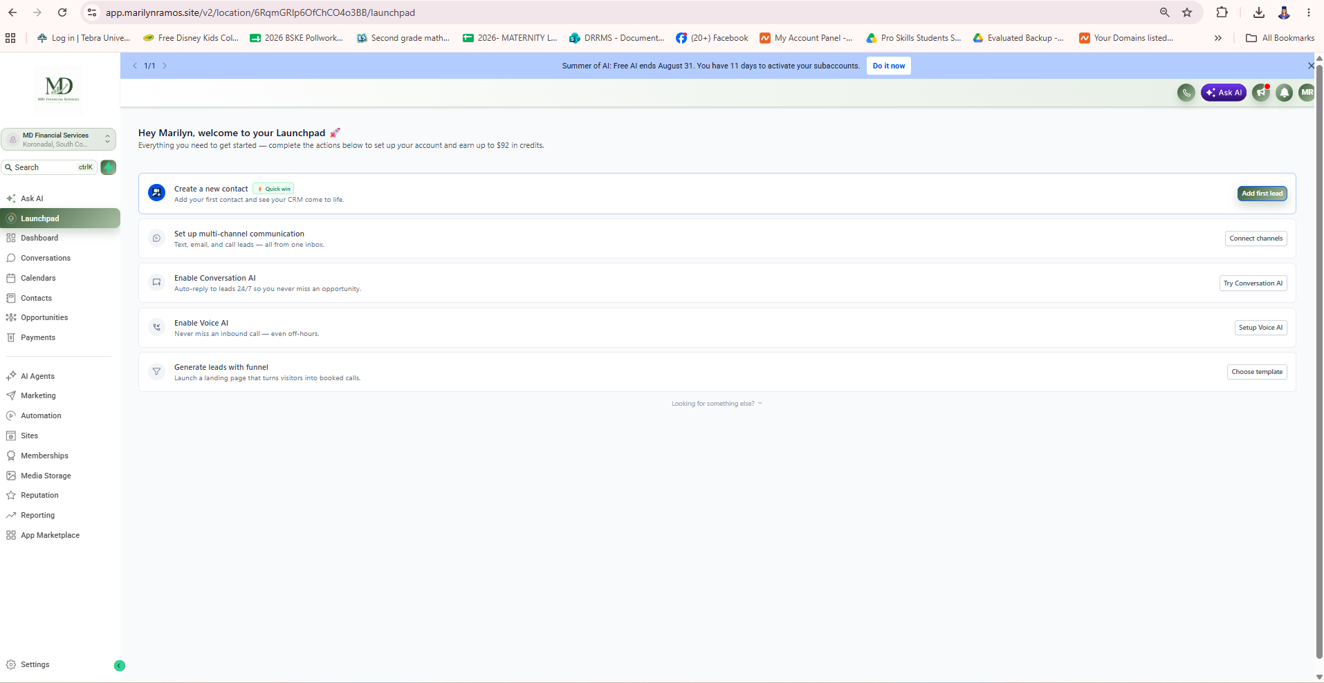 Client sub-account structure