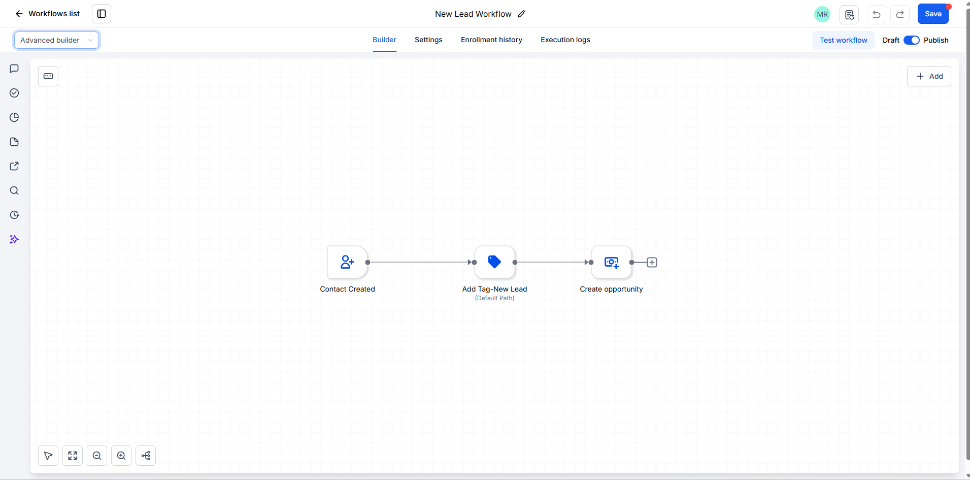 Missed call text back workflow