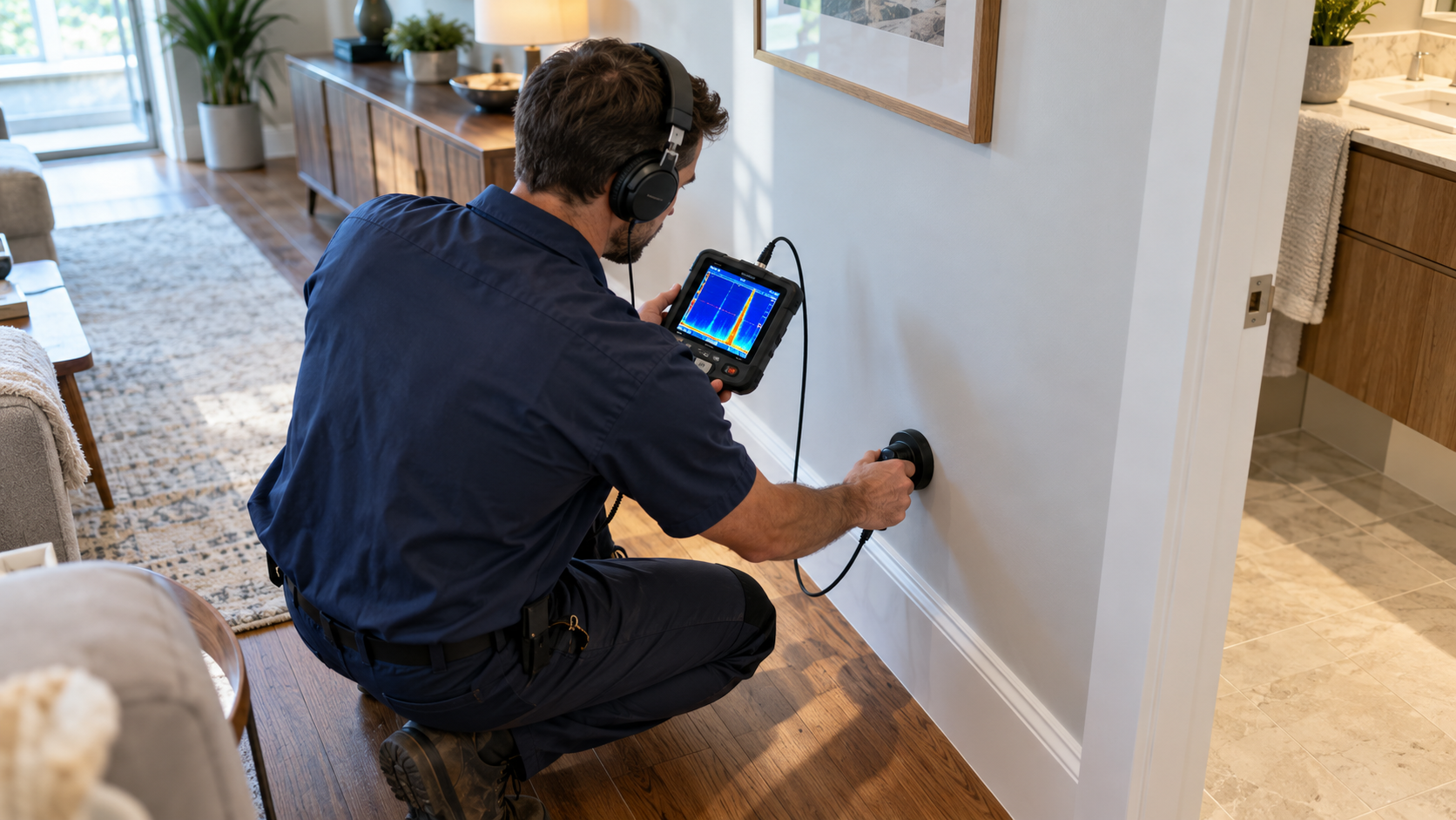 Illustrative plumbing visual for Leak Detection & Pipe Repair