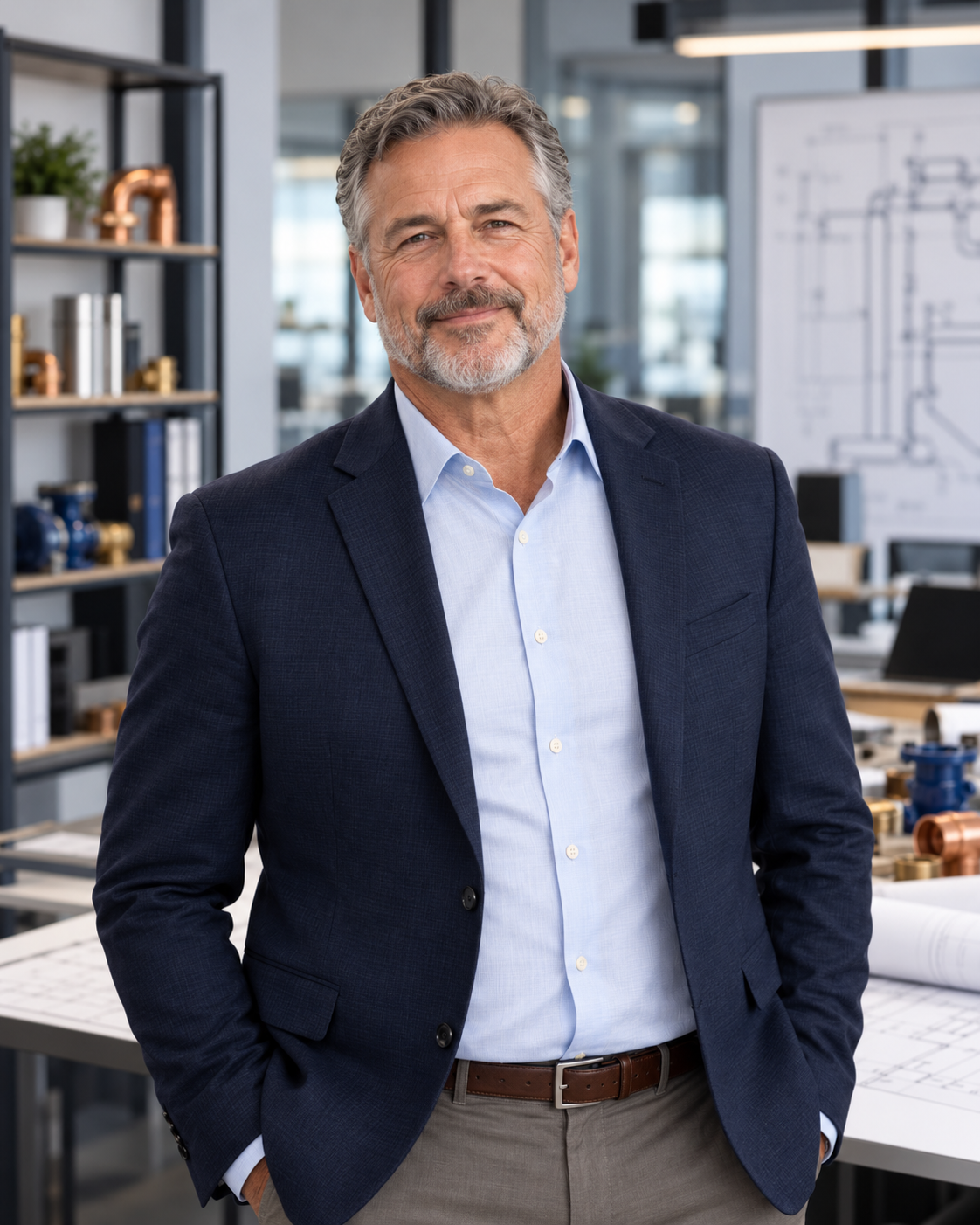 Illustrative portrait representing fictional founder Michael Bennett