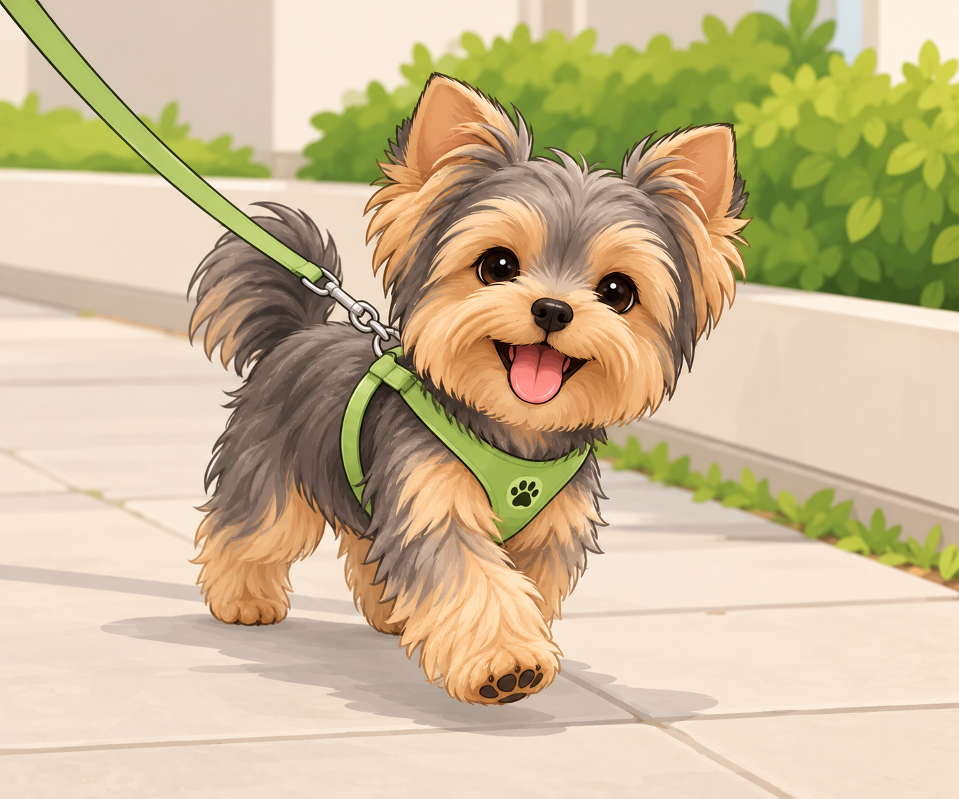 2D illustration of a happy cat or dog representing Pet Walking