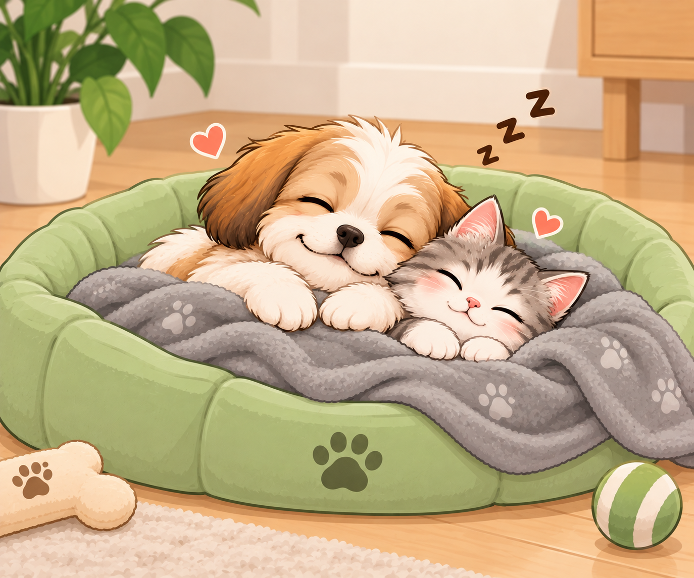 2D illustration of a happy cat or dog representing Pet Boarding