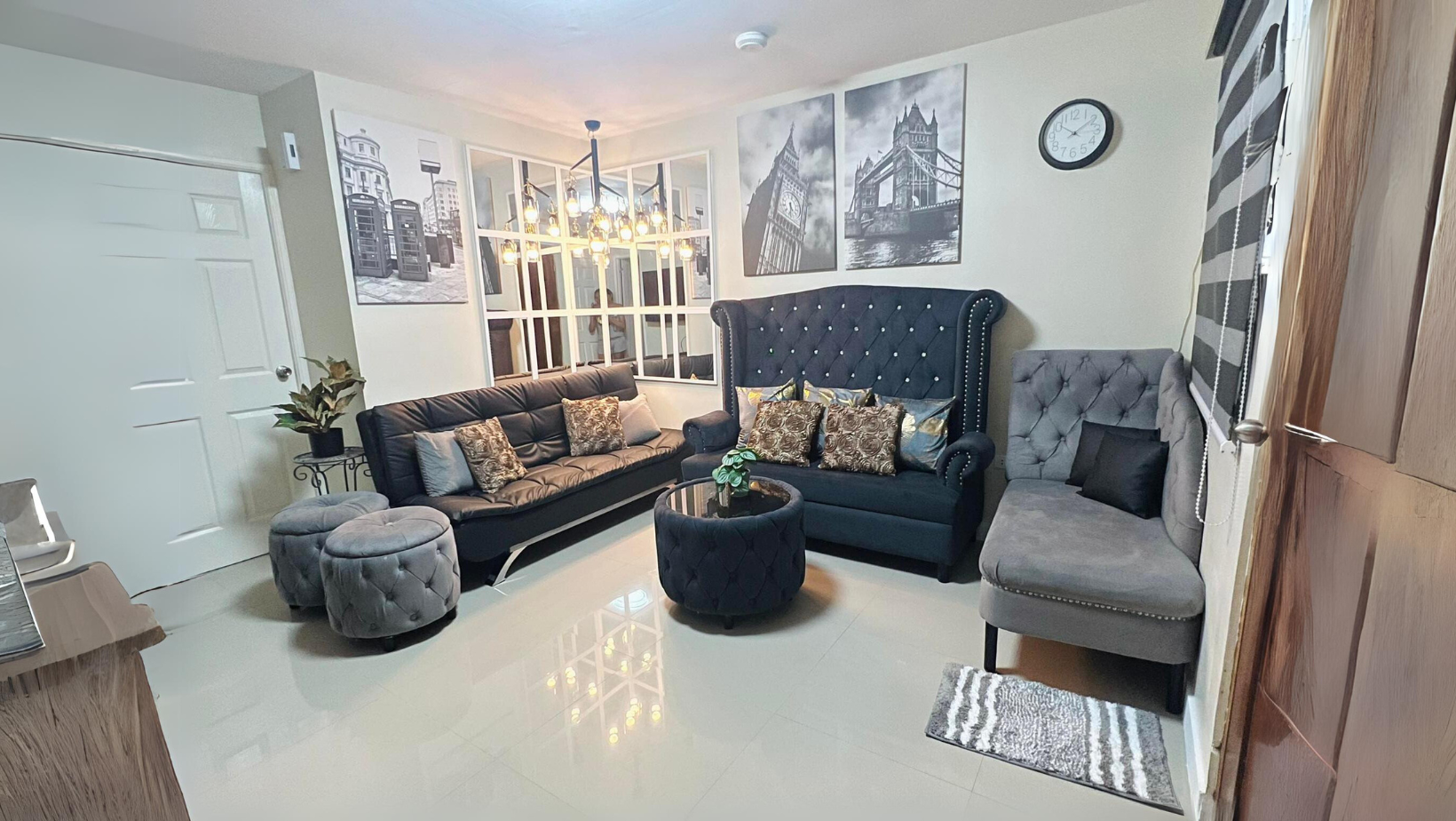 Stylish lounge with comfortable upholstered seating at a Midori Antipolo BnB stay