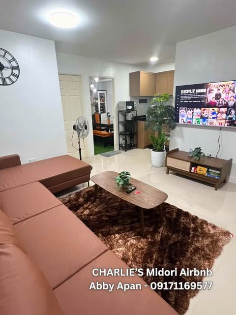Bright television and lounge area