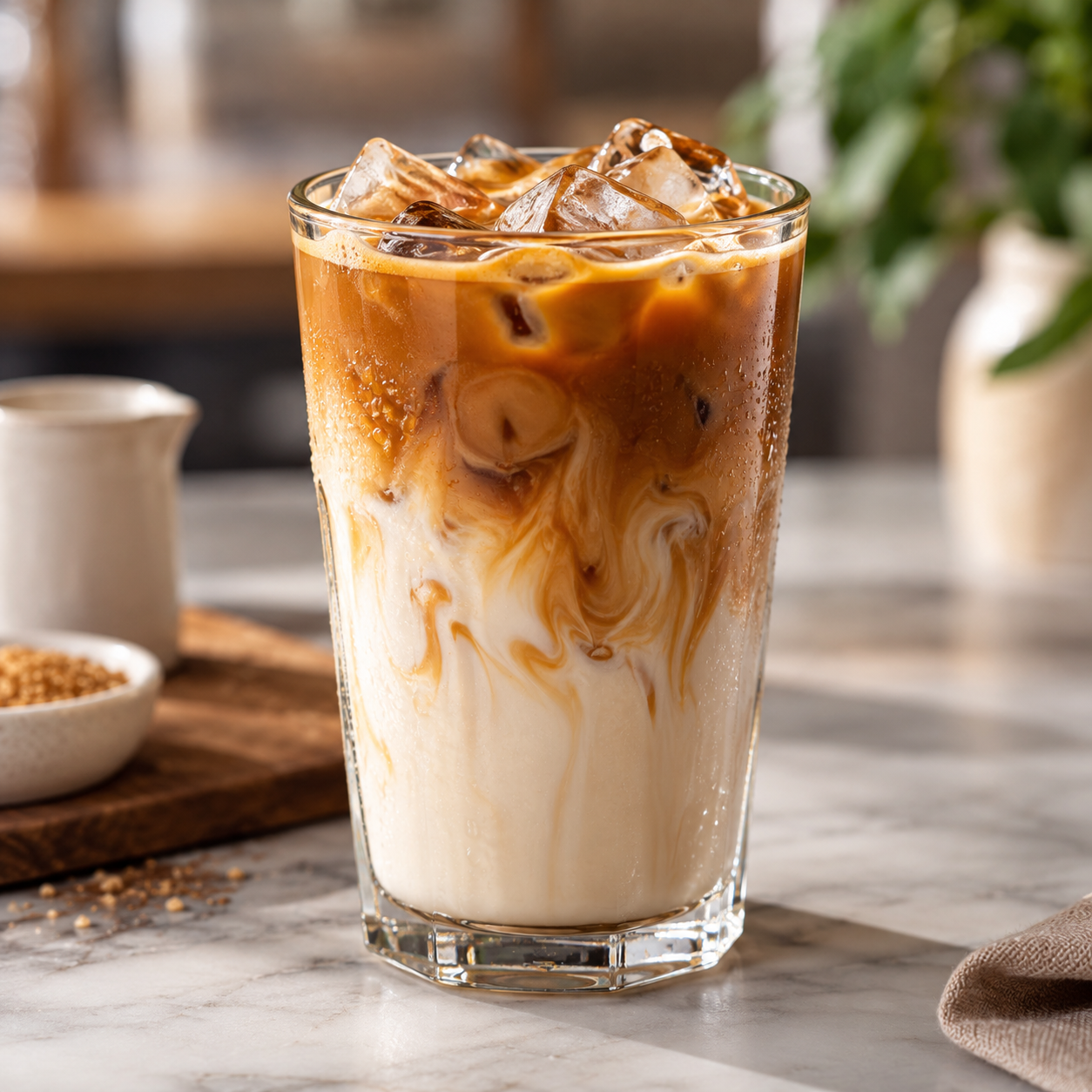 Creamy espresso and milk drink