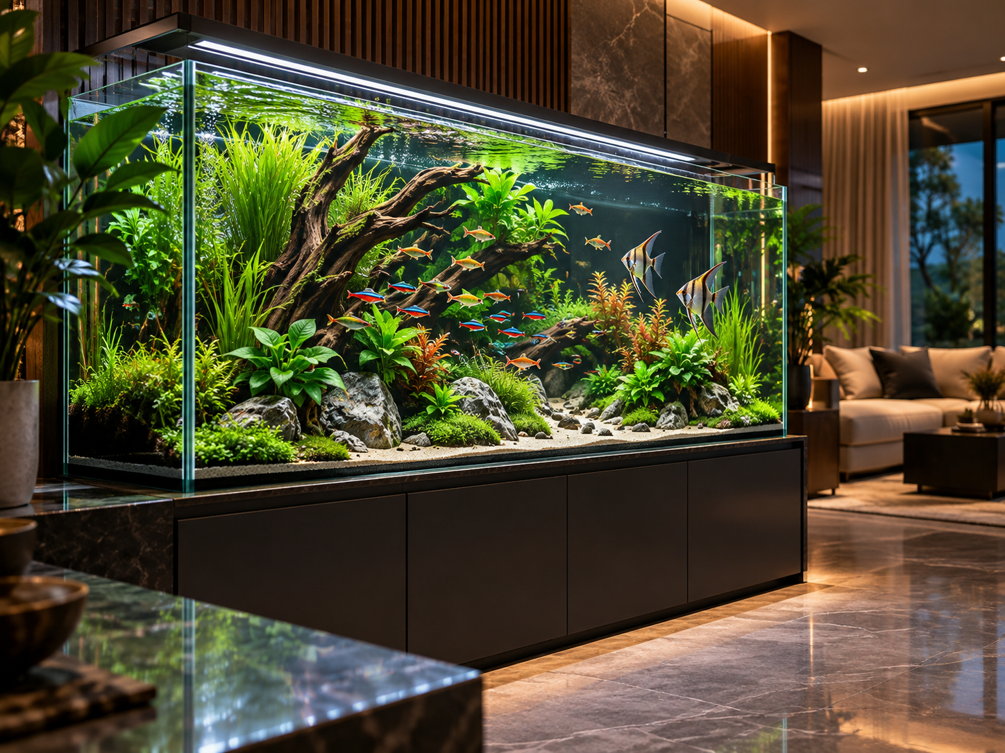 A complete freshwater aquarium display