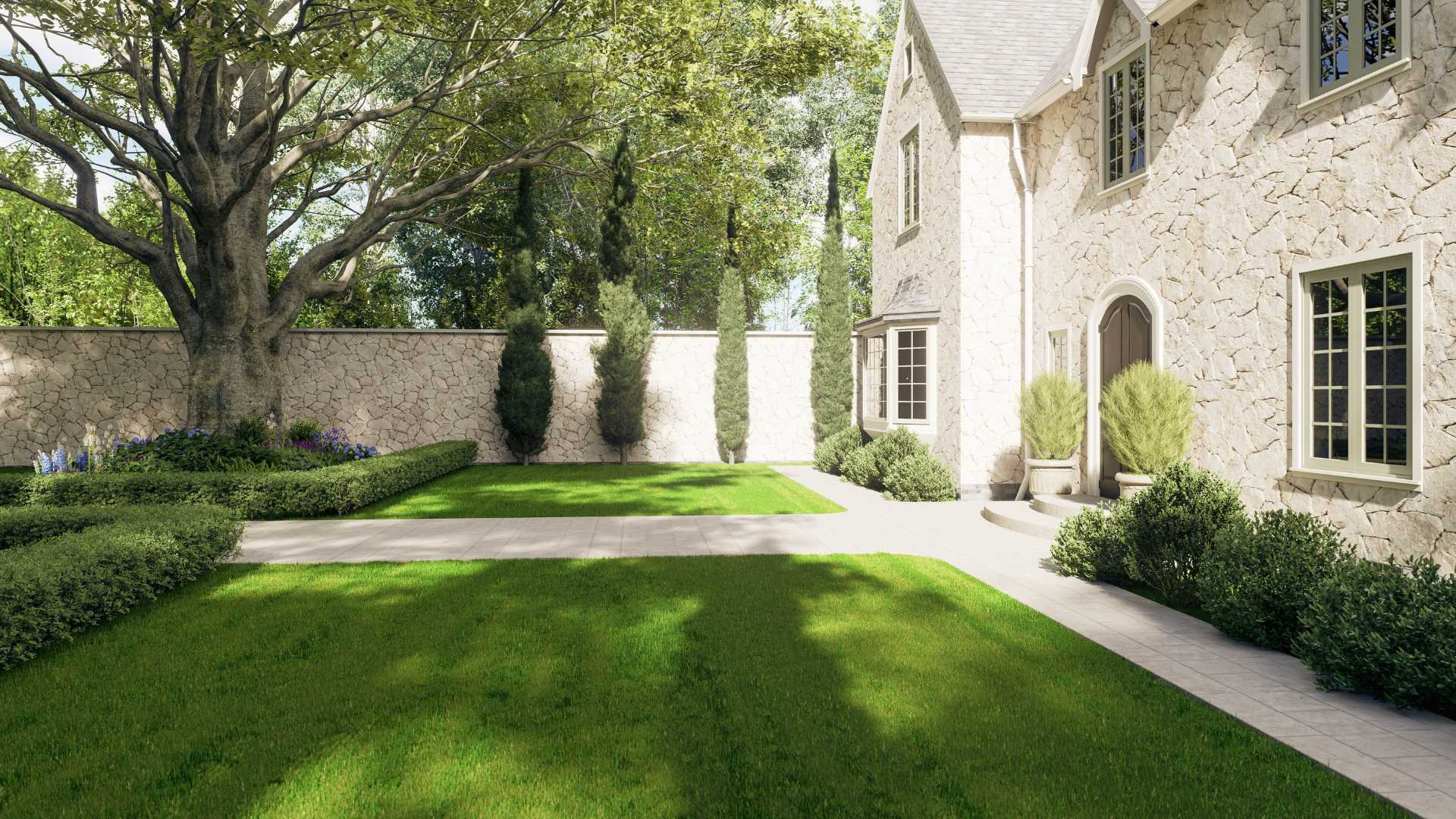 Oak and Stone Landscaping Stone Patio & Entertaining Space
